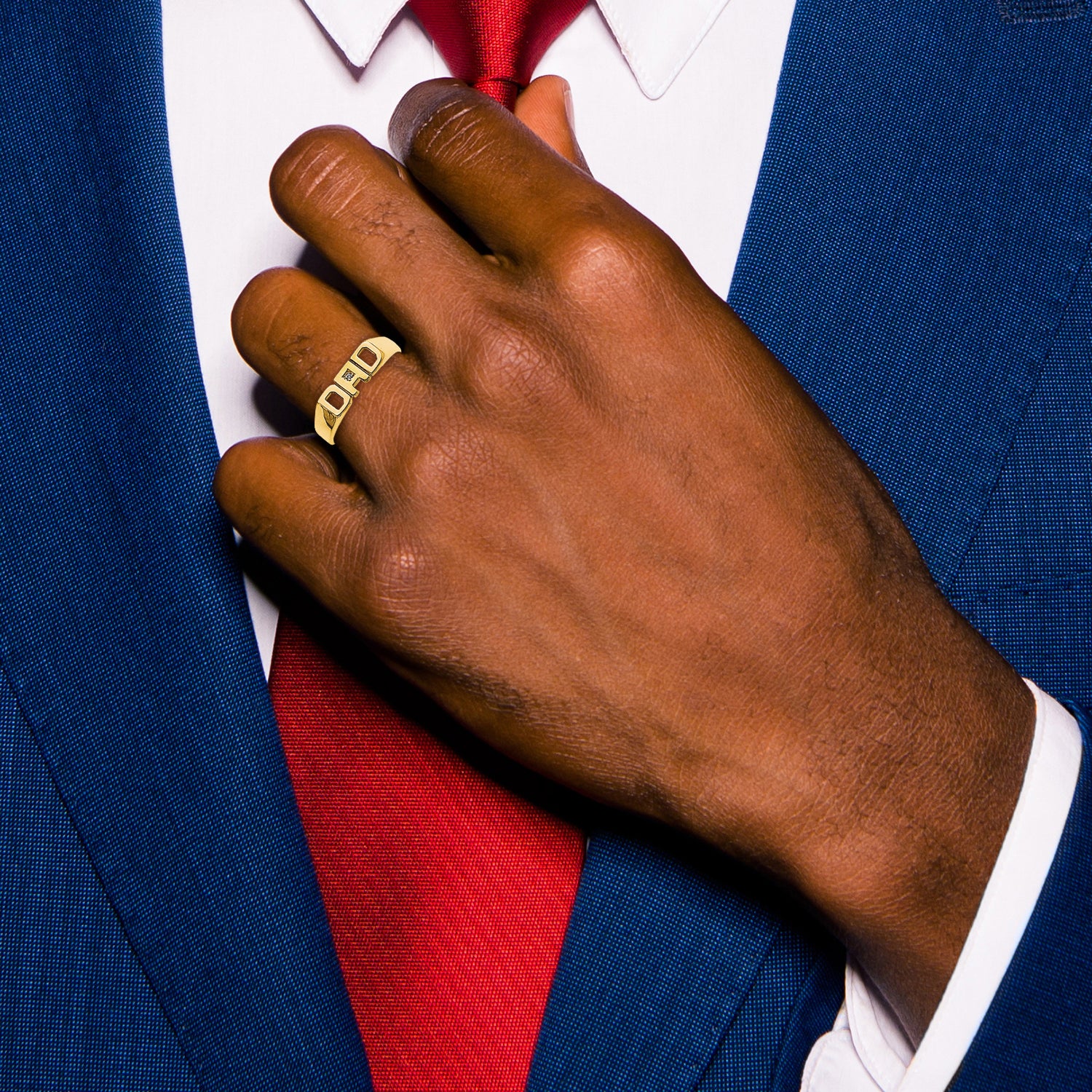 14K Gold Men's Diamond DAD Ring - Image 6