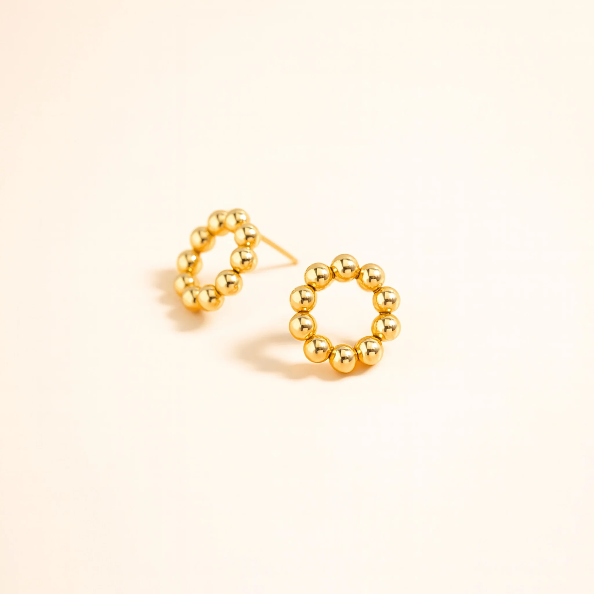 18K Gold PVD Circle Ball Stud Earrings