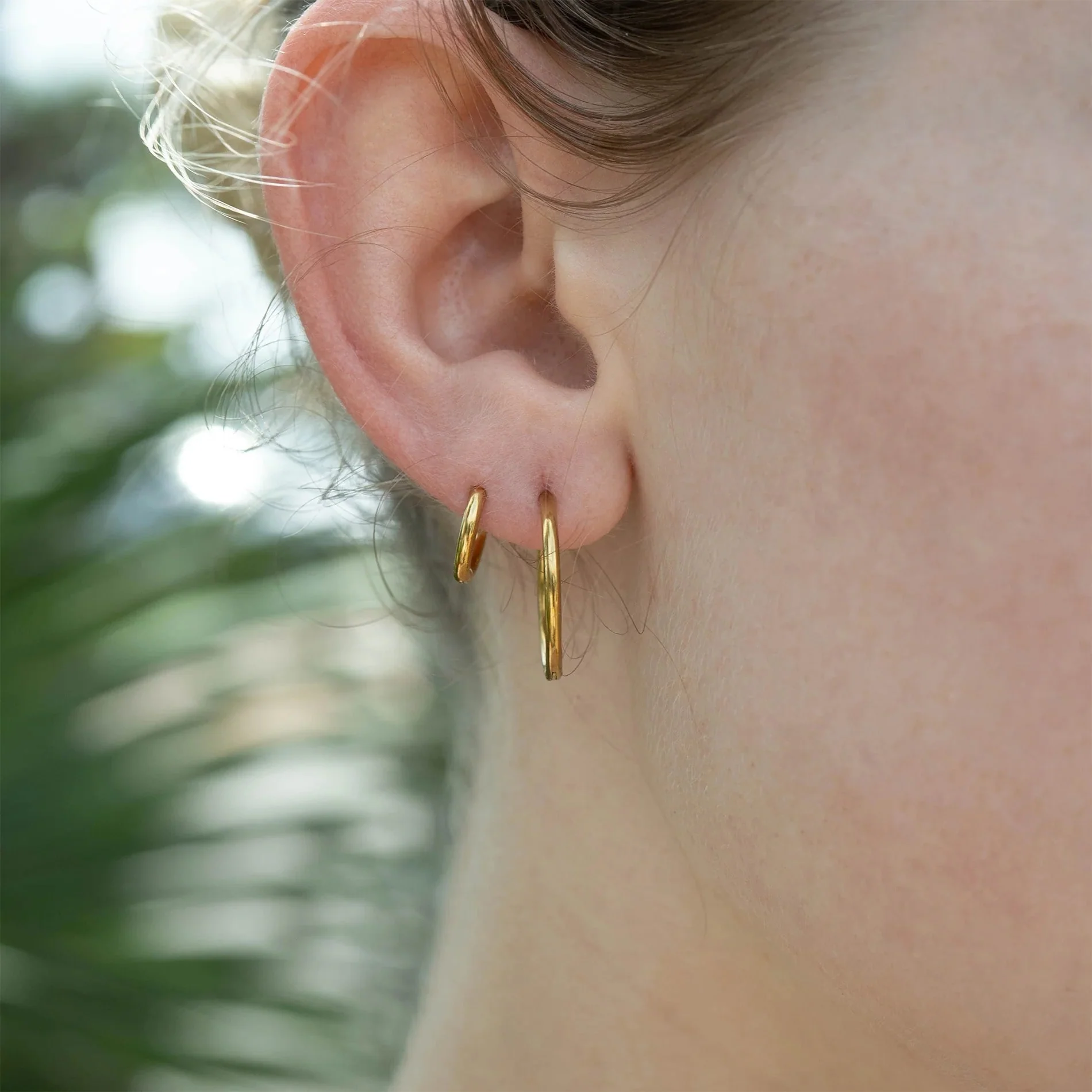 18K Gold PVD Classic Hoop Huggie Earrings - Image 3
