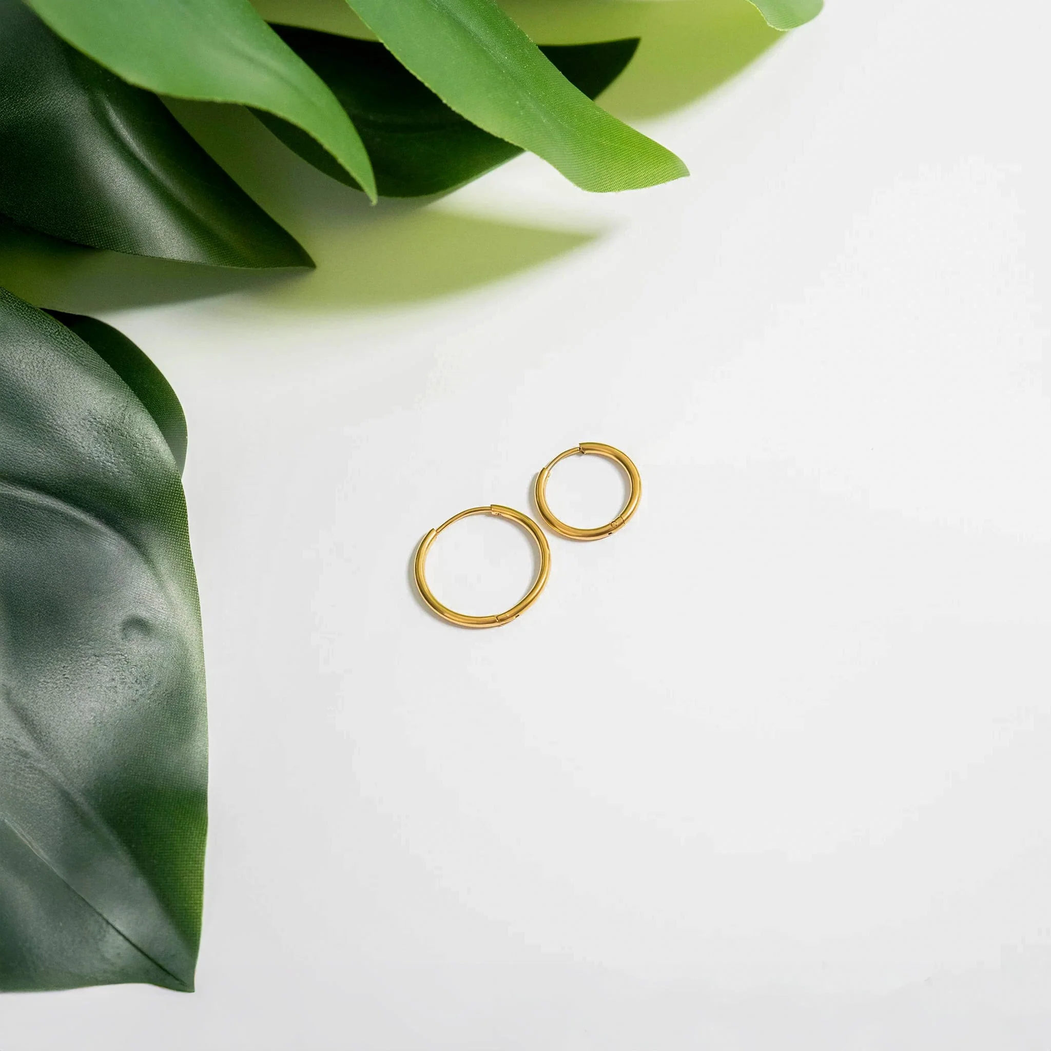 18K Gold PVD Classic Hoop Huggie Earrings - Image 4