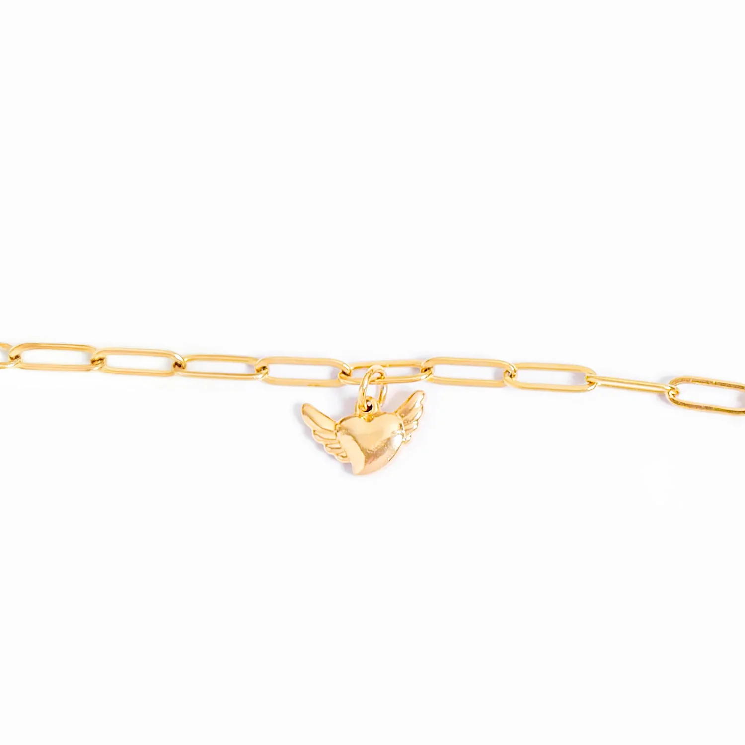 18K Gold PVD Heart with Angel Wings Charm - Image 3