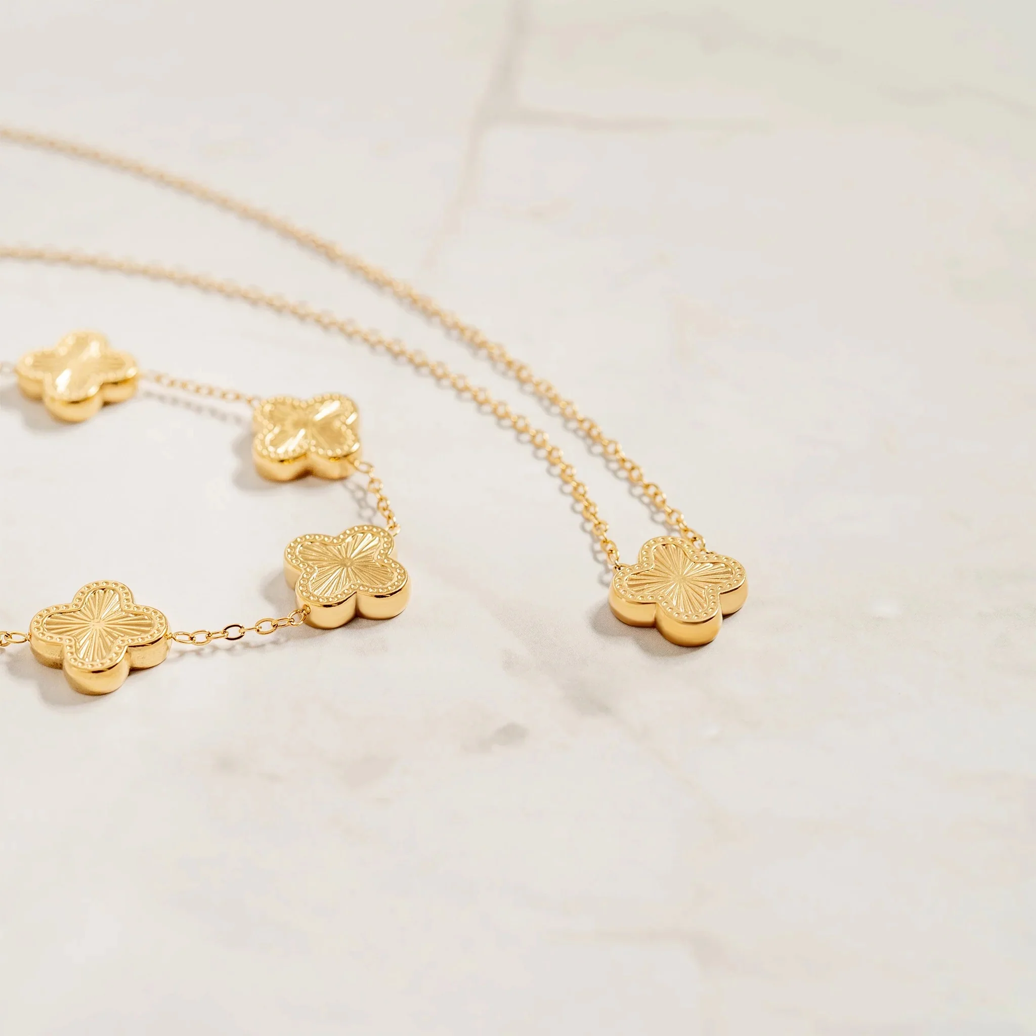 18K Gold PVD Lucky Clover Charm Bracelet - Image 7