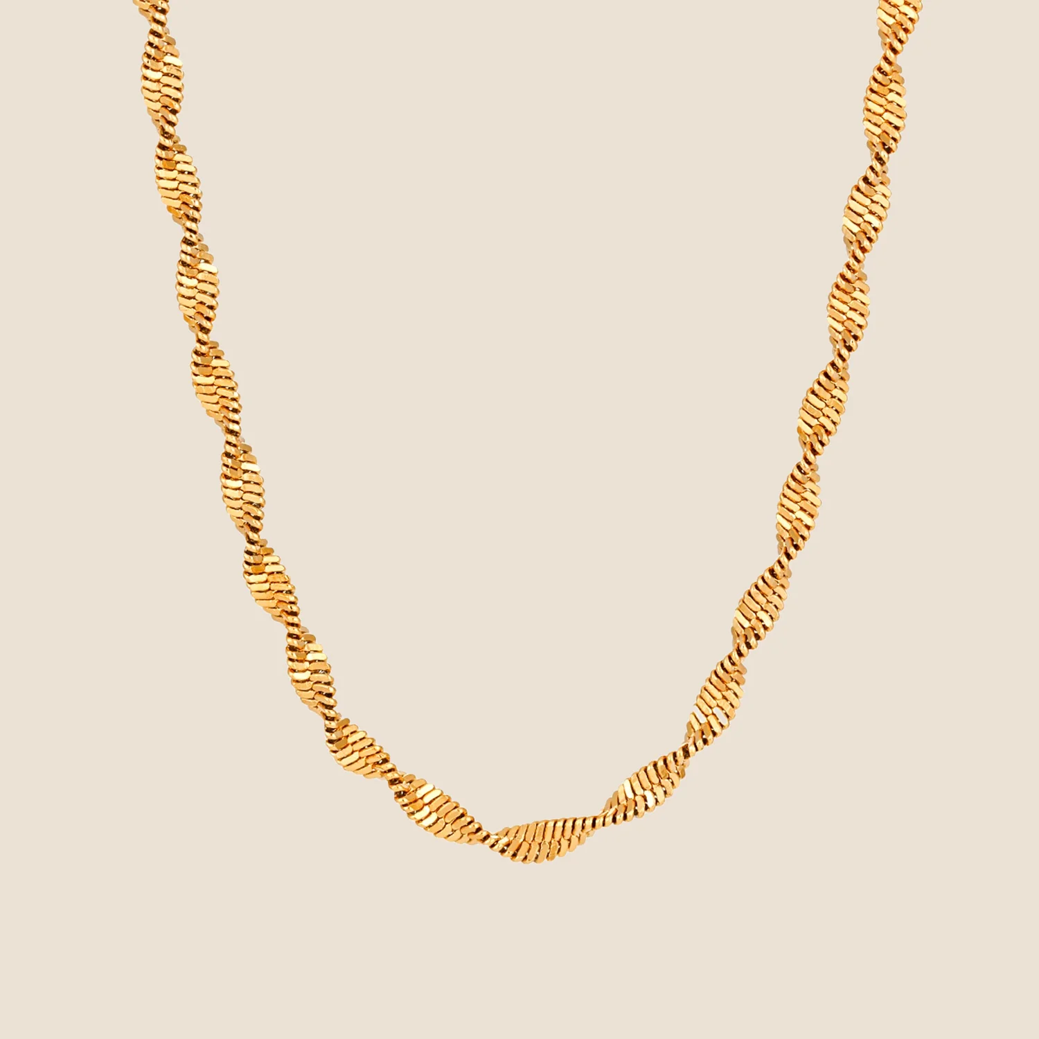 18K Gold PVD Twisted Rope Chain Necklace