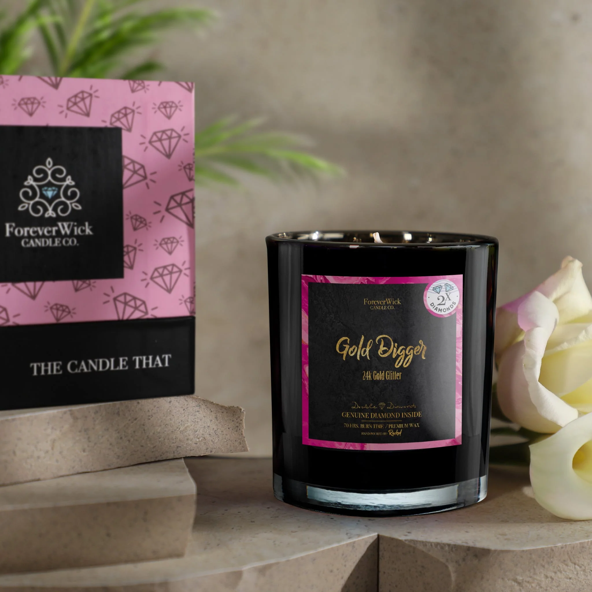 24K Gold Digger Double Diamond Candle - Image 6