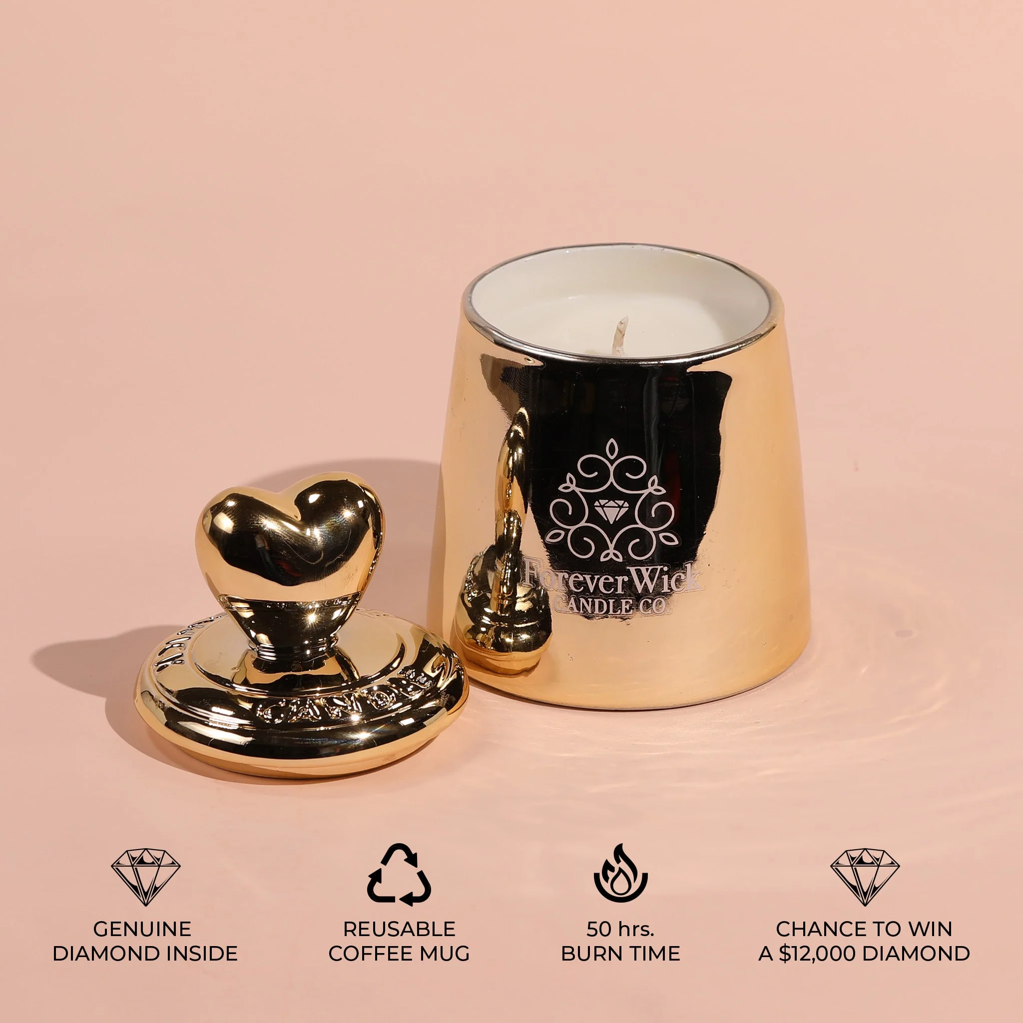 The Golden Heart Luxury Diamond Candle - Image 6