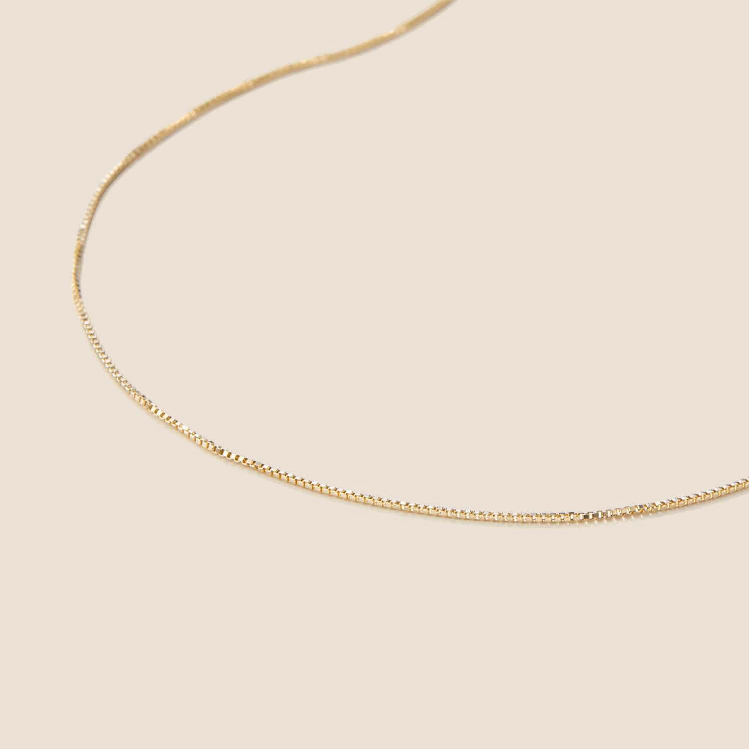 14K Gold Baby Box Chain Necklace (16 inches) - Image 4