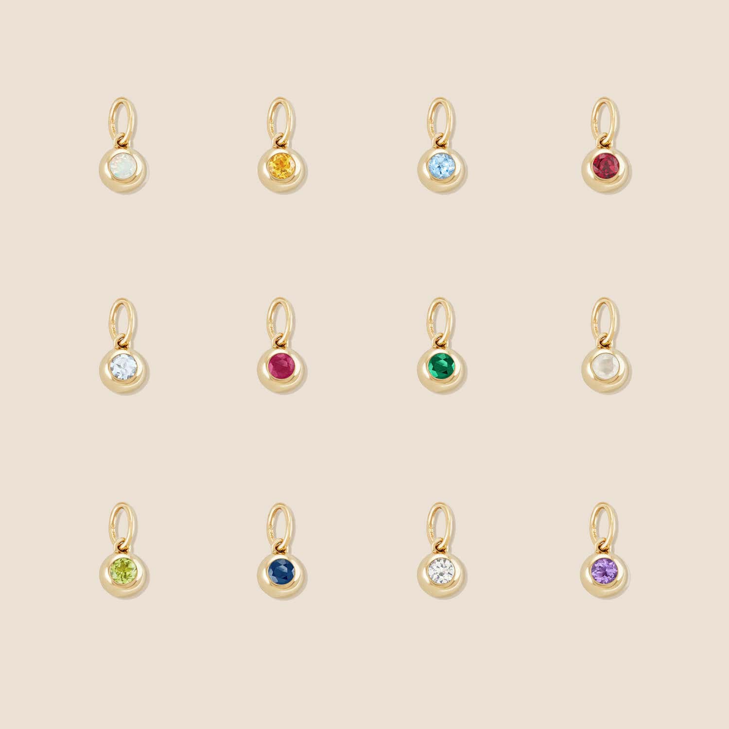 14K Yellow Gold Birthstone Sphere Charm - Image 3