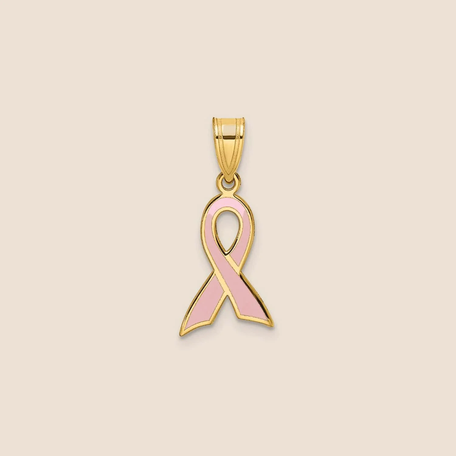 14K Gold Breast Cancer Awareness Charm - Image 2