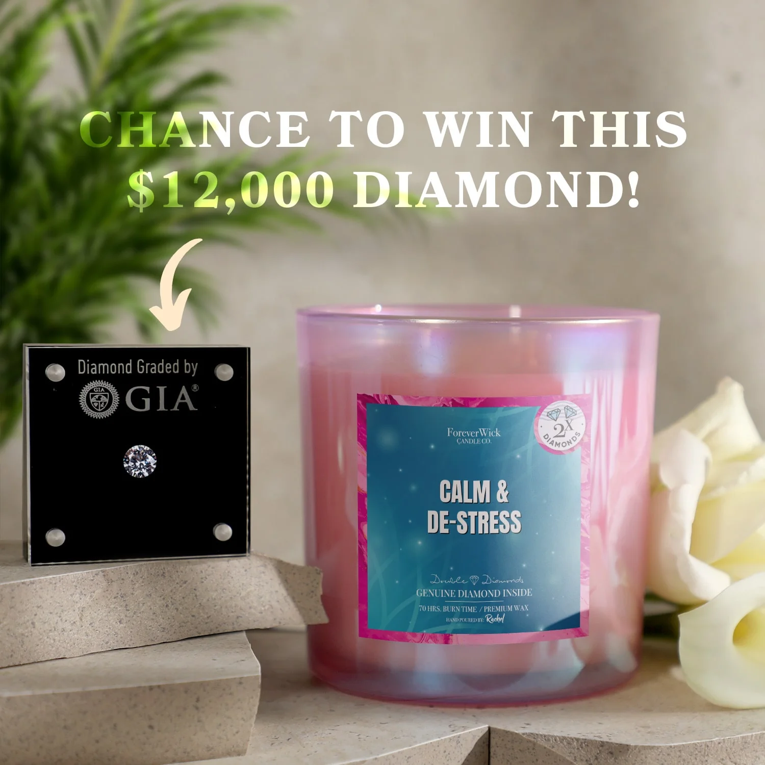 Calm and De Stress 2 Diamond Candle - Image 3
