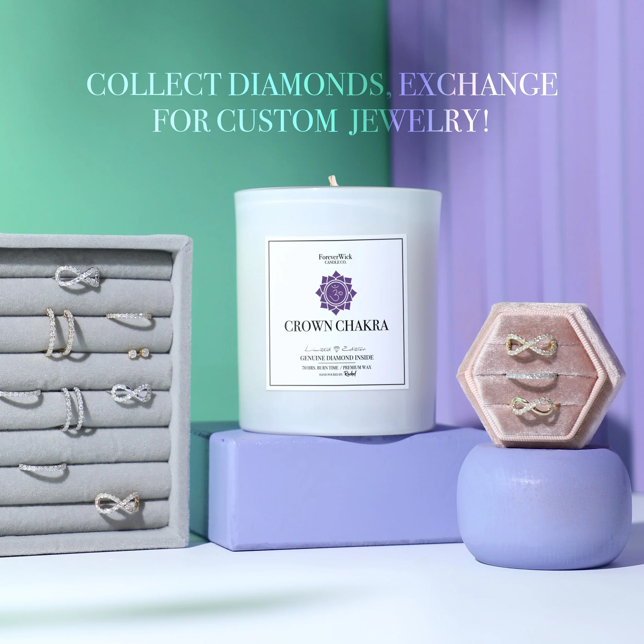 Crown Chakra - Crystal & Diamond Candle - Image 4