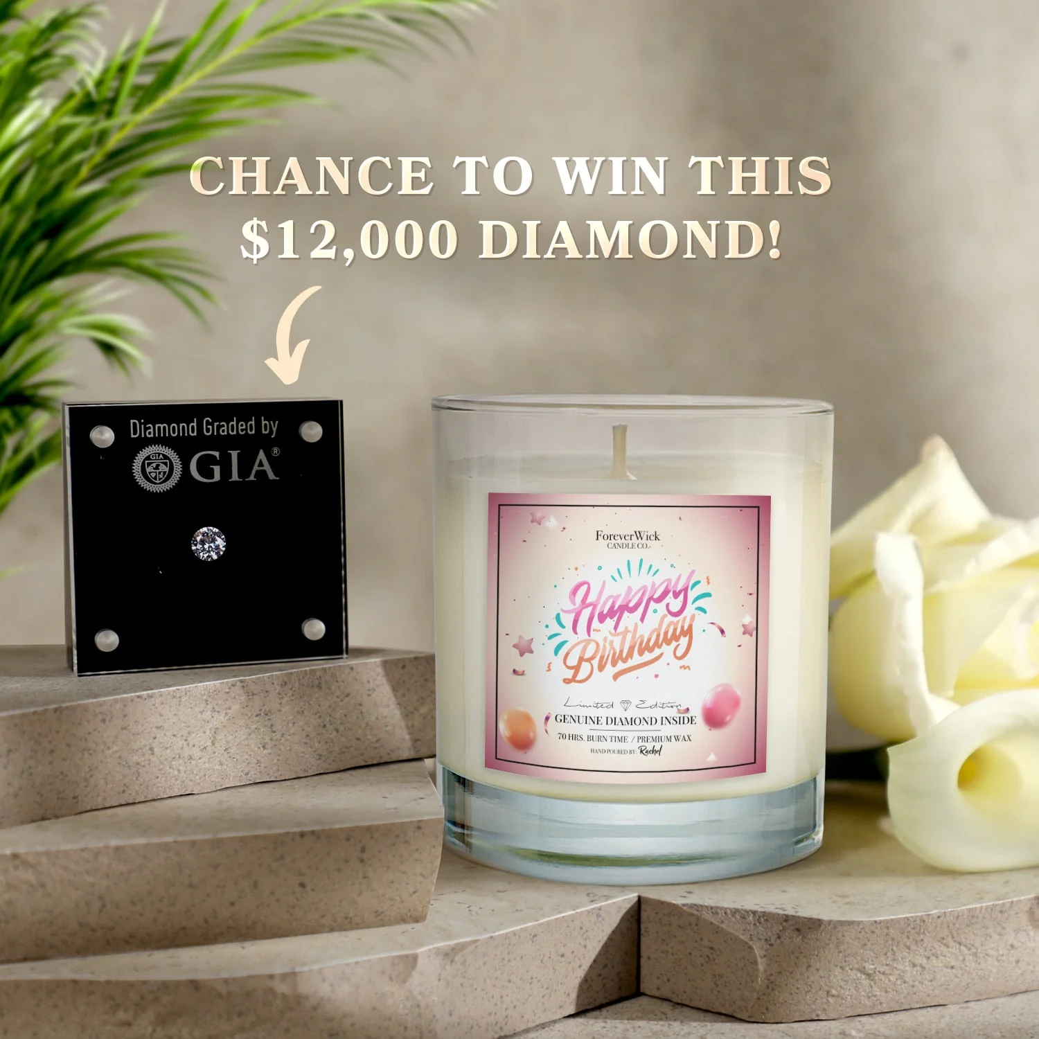 Happy Birthday Diamond Candle - Image 4