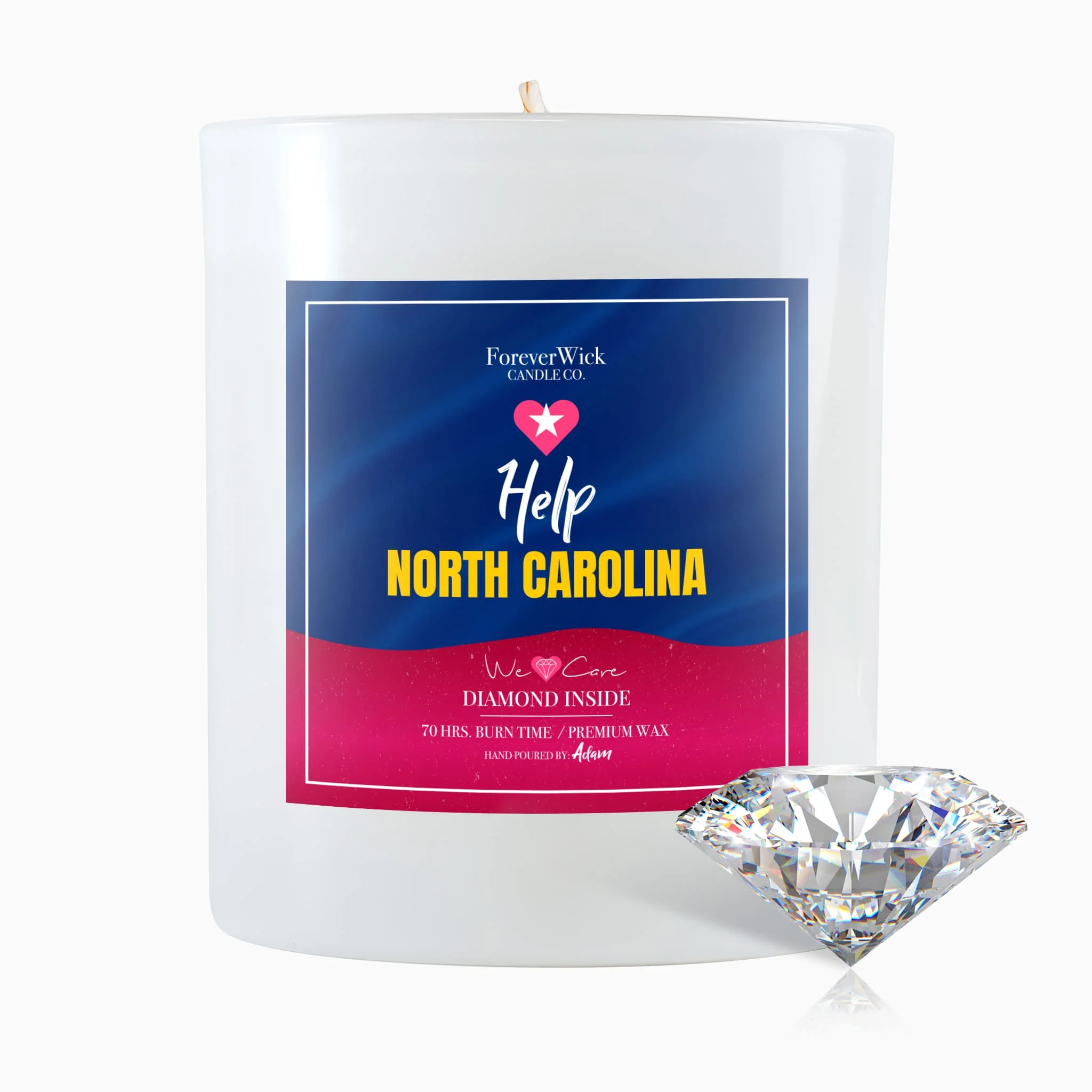 Help North Carolina Diamond Candle - 100% Donation Candle - Image 10