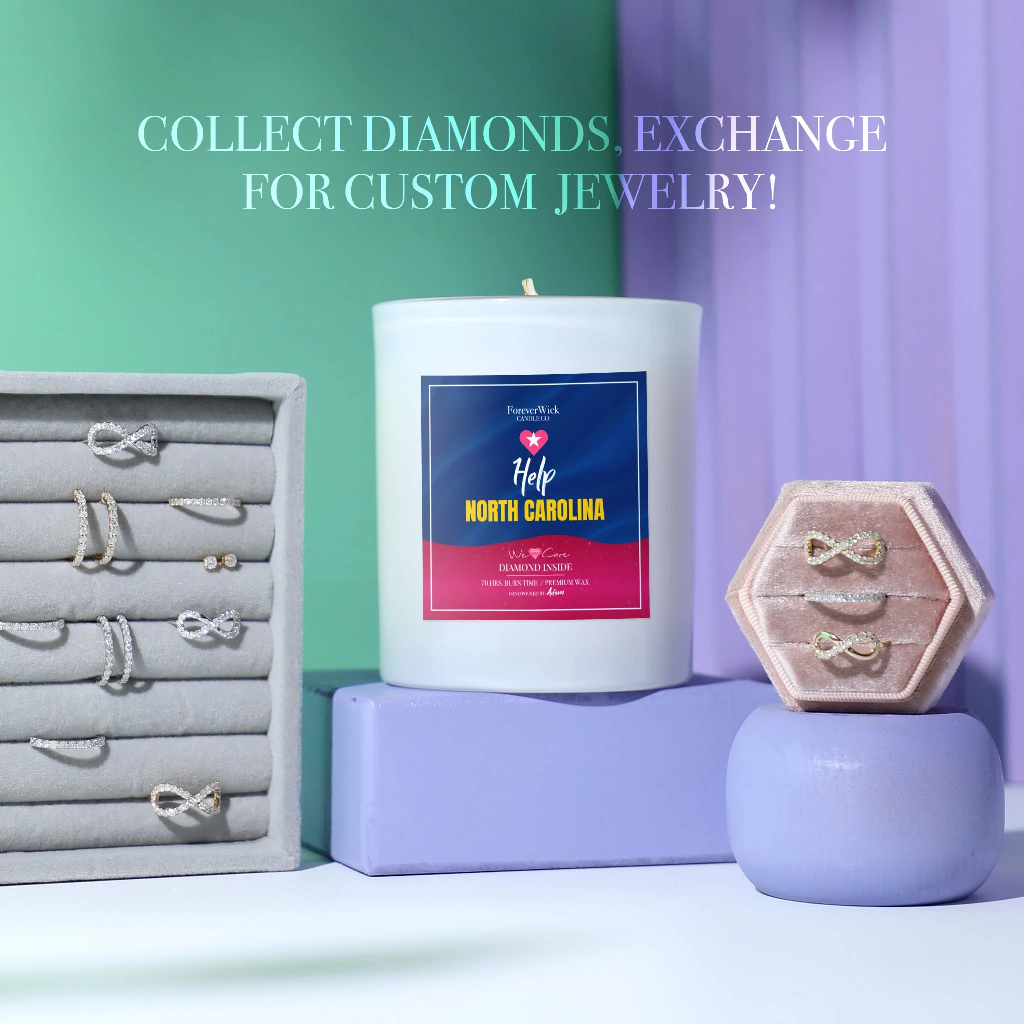 Help North Carolina Diamond Candle - 100% Donation Candle - Image 6