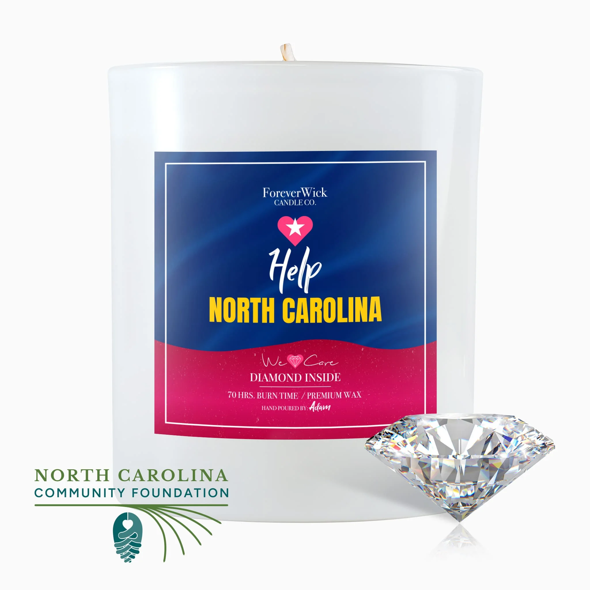 Help North Carolina Diamond Candle - 100% Donation Candle - Image 8