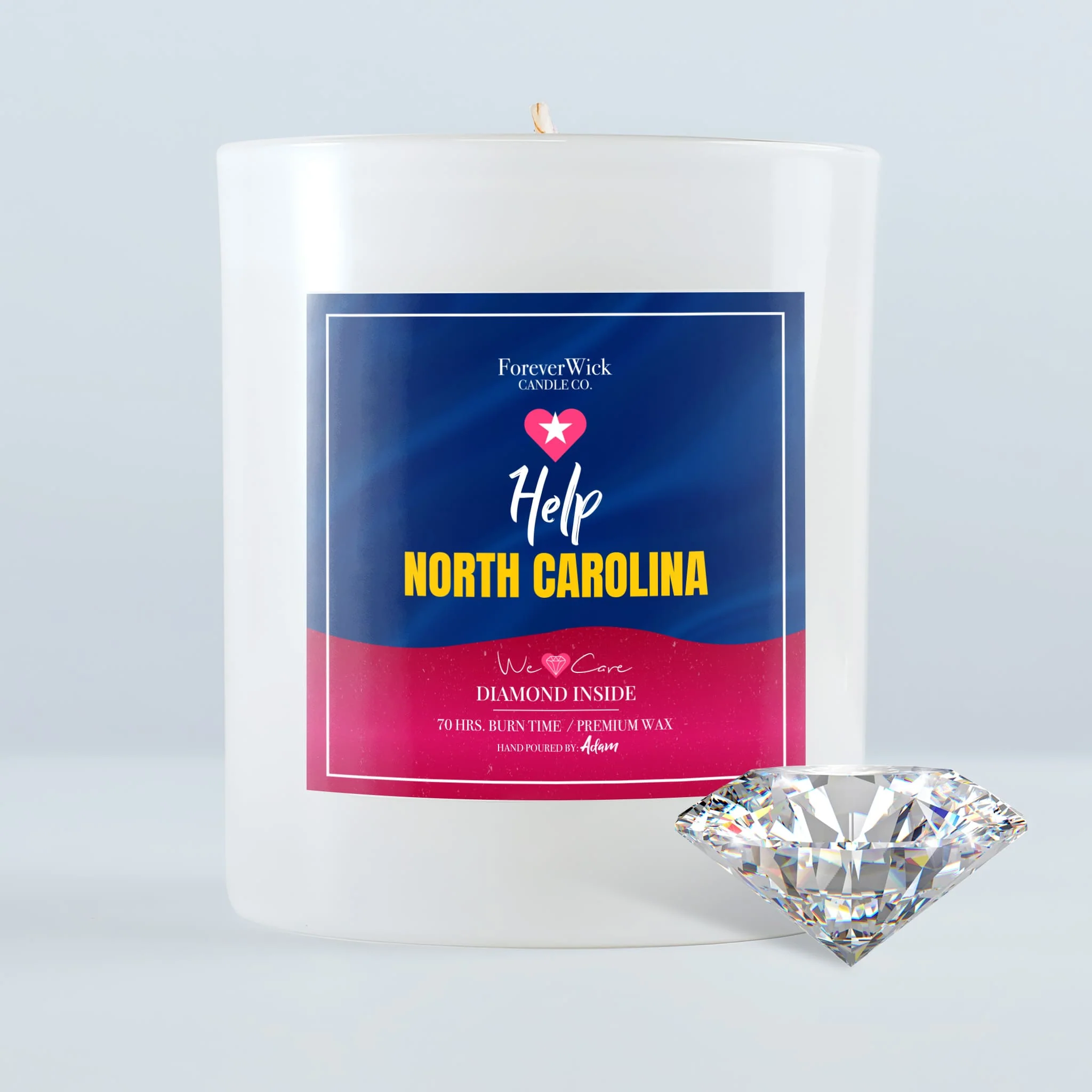 Help North Carolina Diamond Candle - 100% Donation Candle - Image 9