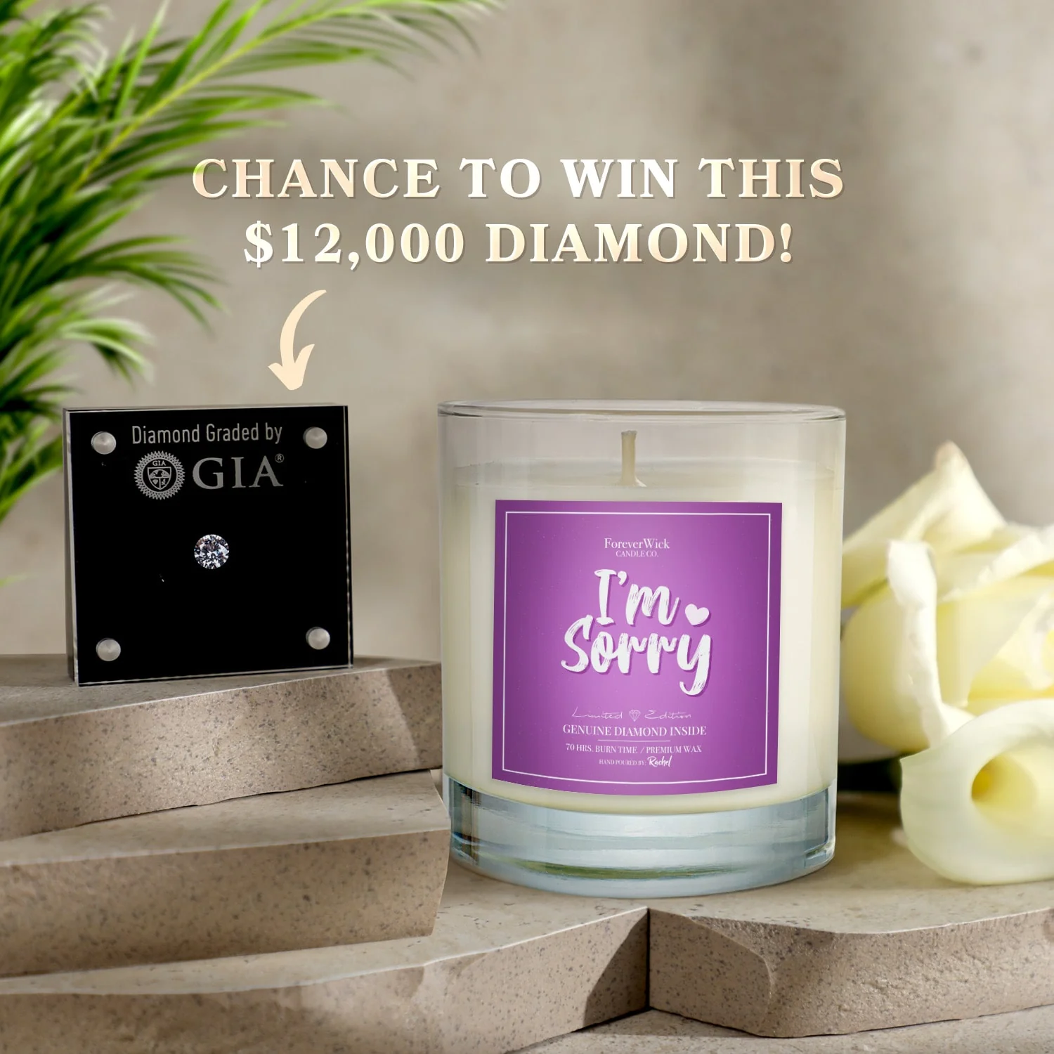 I am Sorry Diamond Candle - Image 4