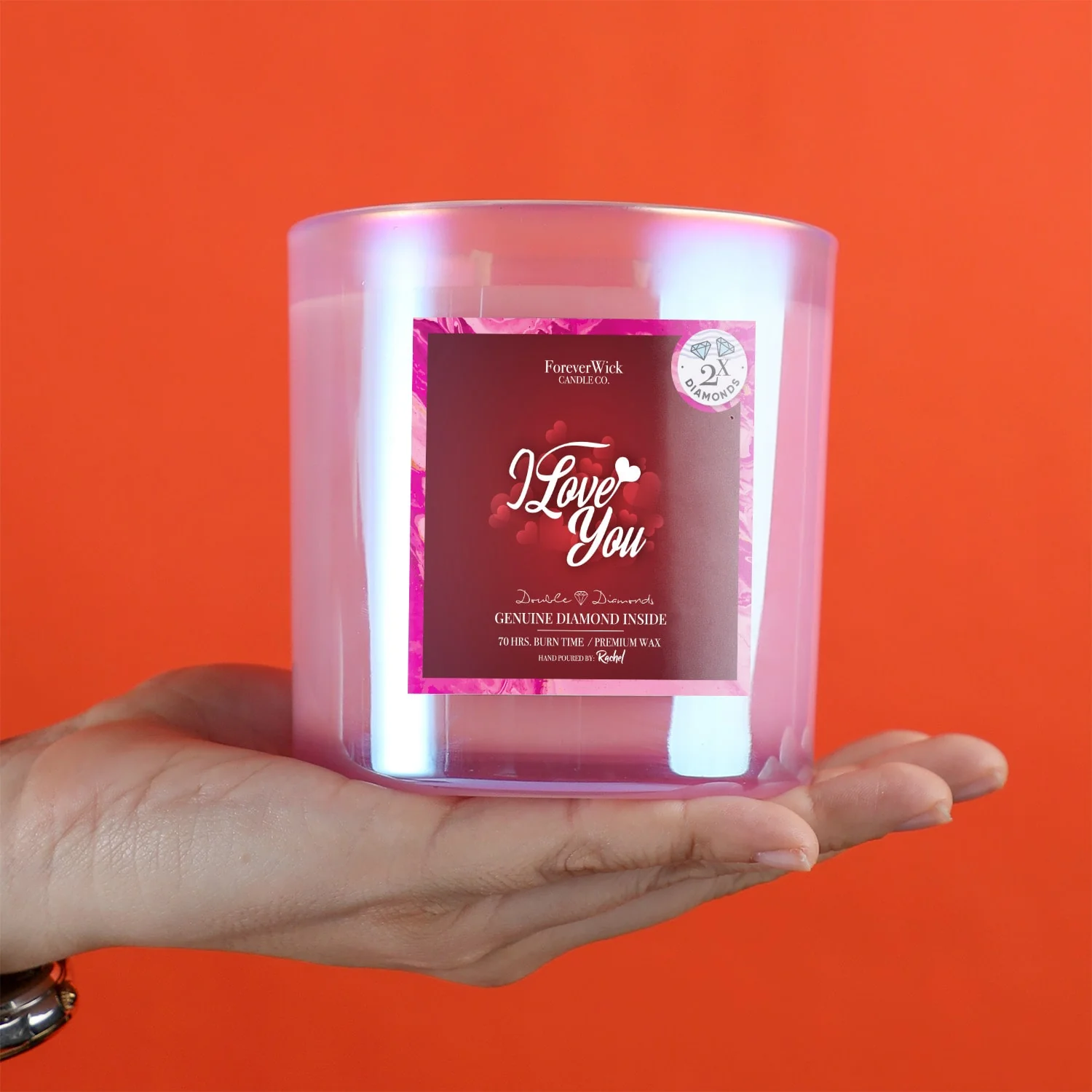 I Love You Double Diamond Sparkle Candle - Image 6