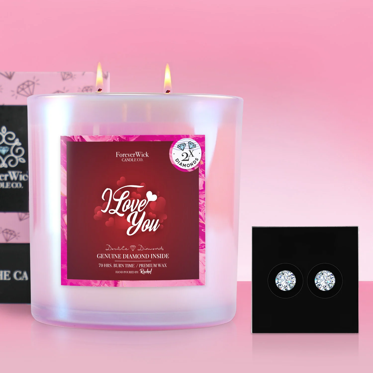 I Love You Double Diamond Sparkle Candle - Image 7