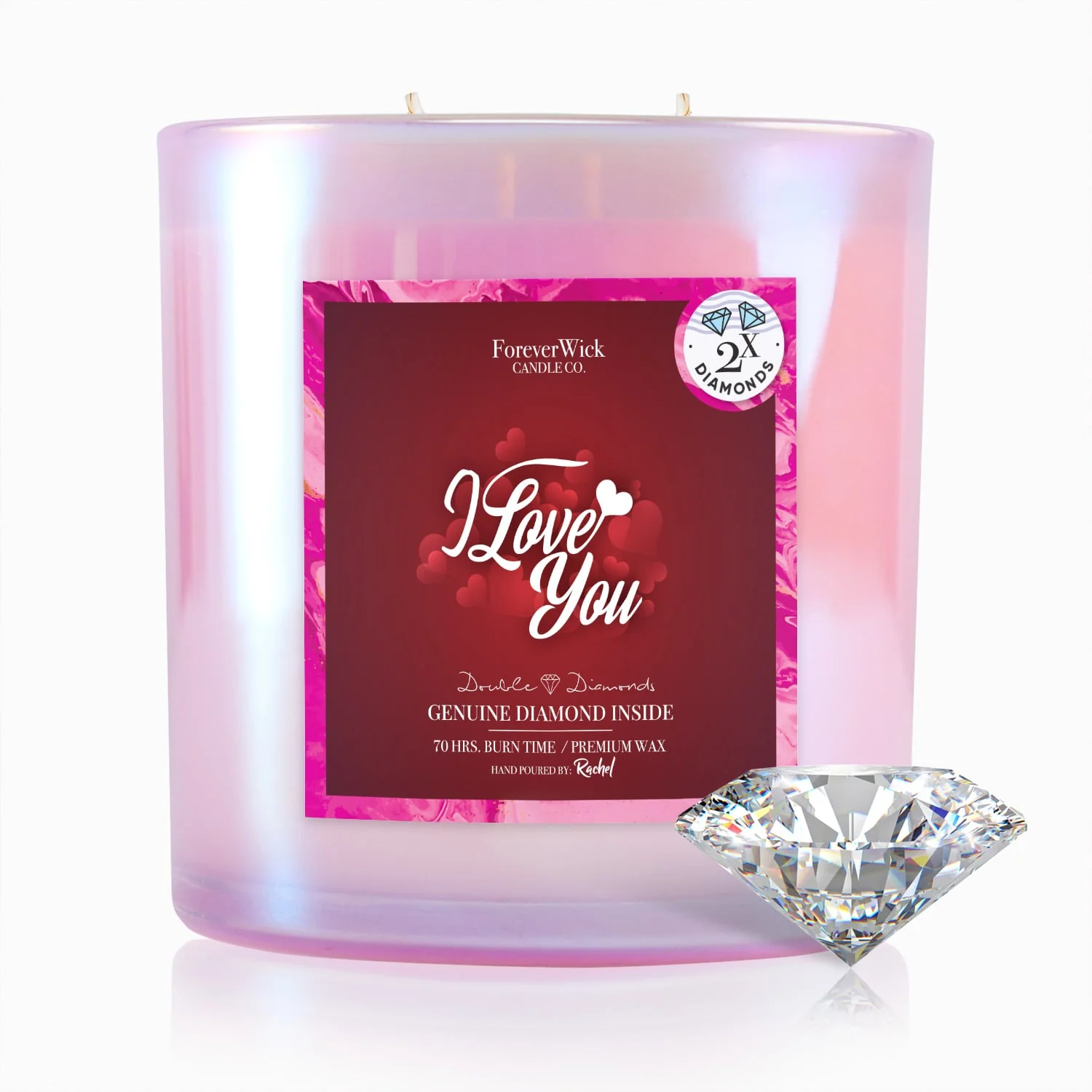 I Love You Double Diamond Sparkle Candle - Image 8