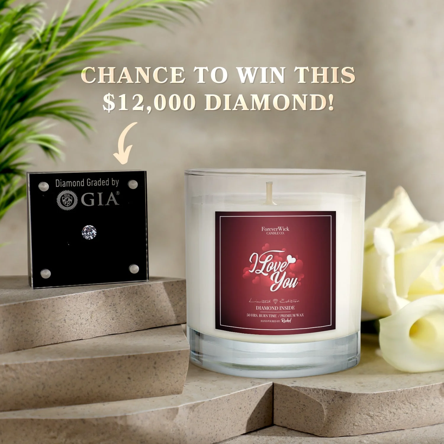 I Love You Diamond Candle - Image 4