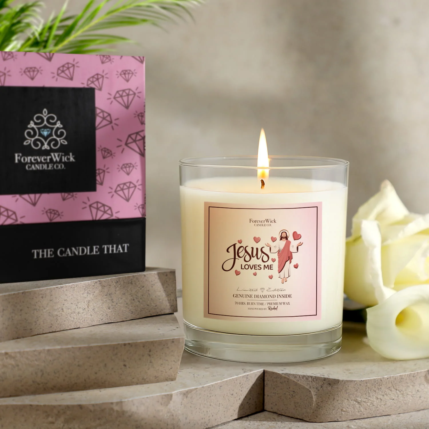 Jesus Loves Me Diamond Candle - Image 6