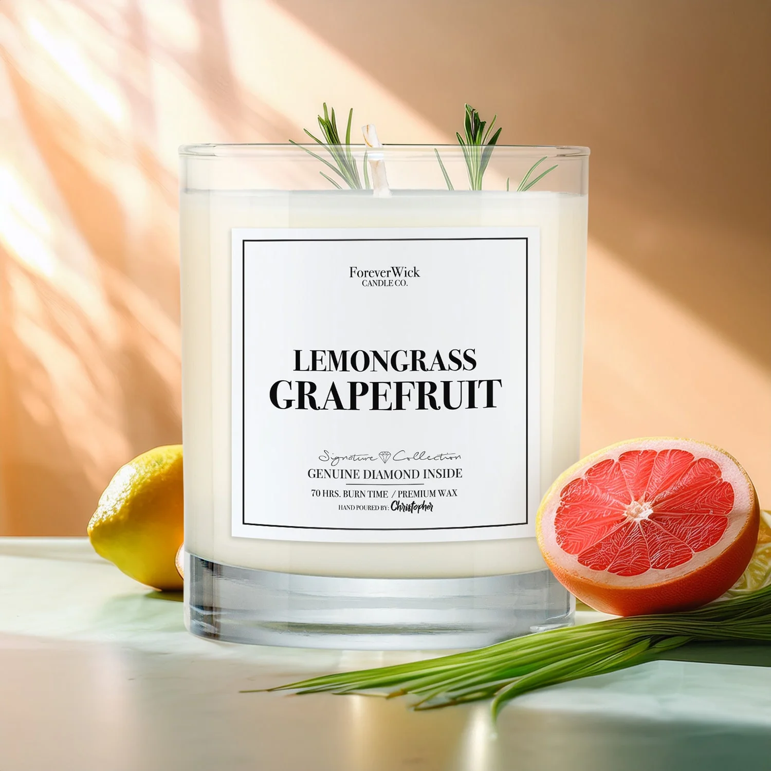 Lemongrass Grapefruit Diamond Candle - Image 4