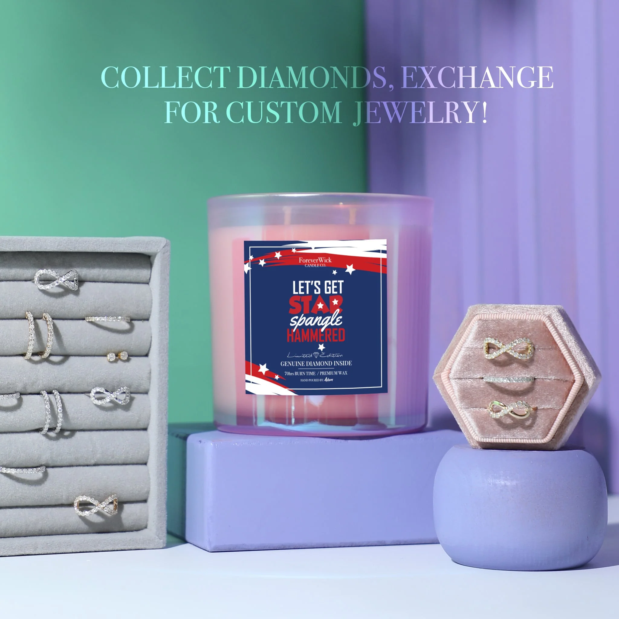 Let’s Get Star Spangle Hammered Diamond Candle - Image 5