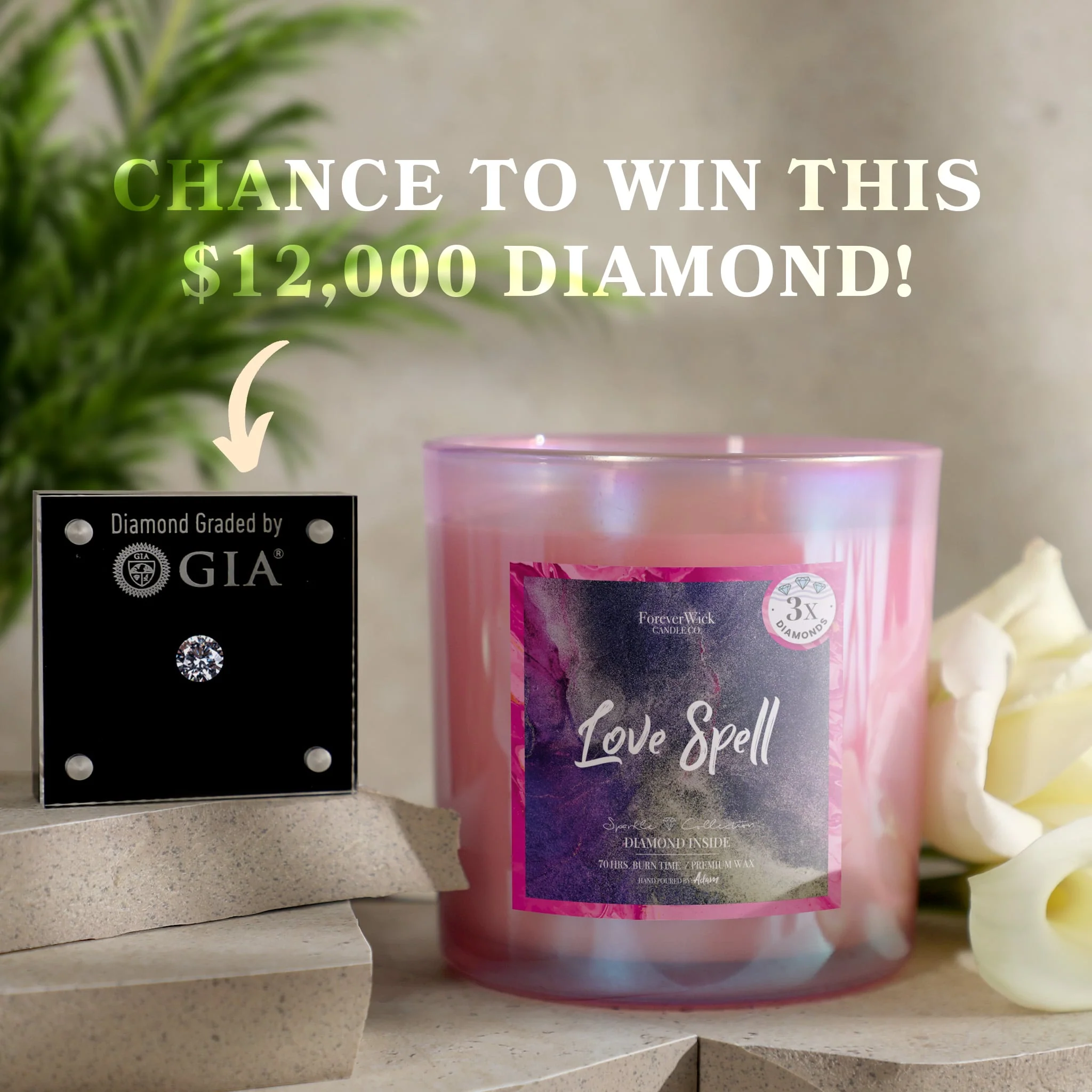 Love Spell 3 Diamond Candle - Image 3