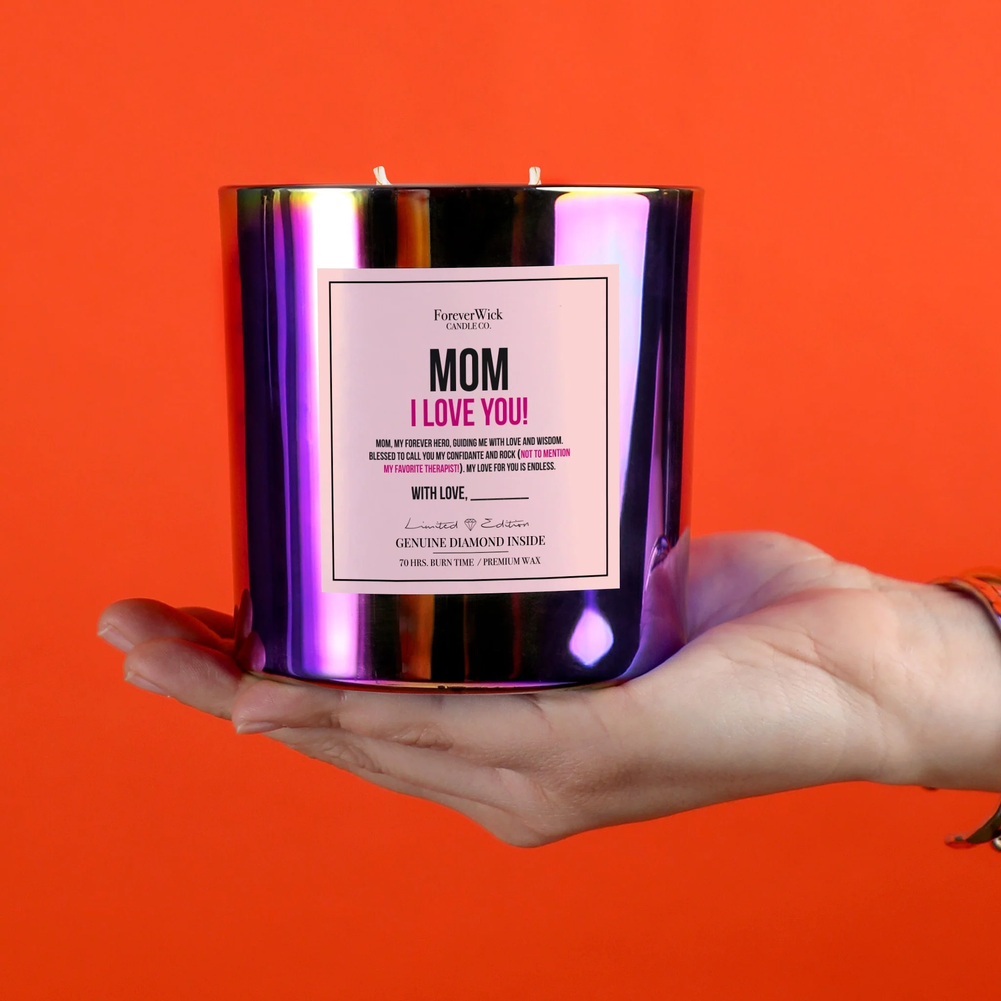 Mom I Love You Sparkle Diamond Candle - Image 6