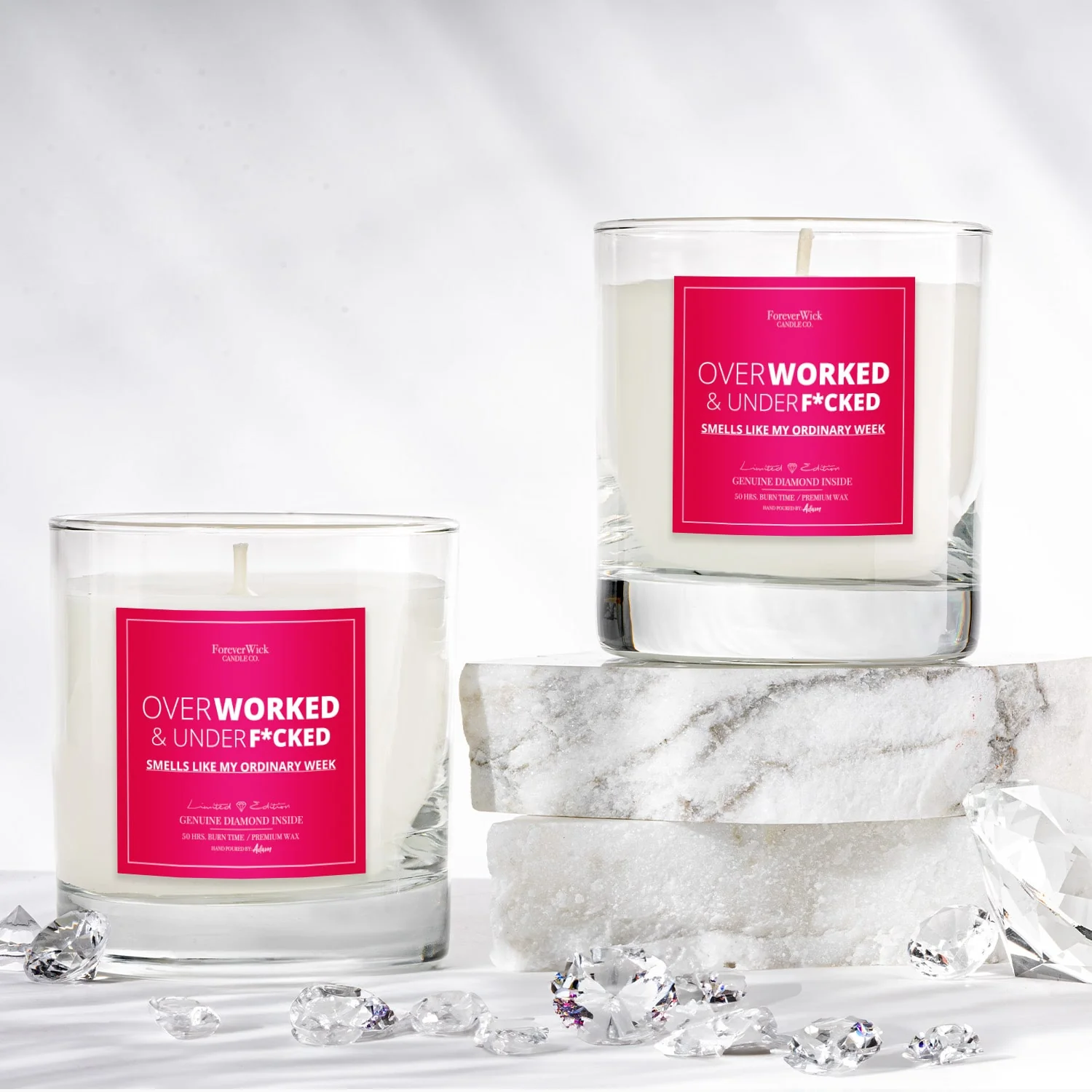 Overworked & UnderF*cked Diamond Candle - Image 6