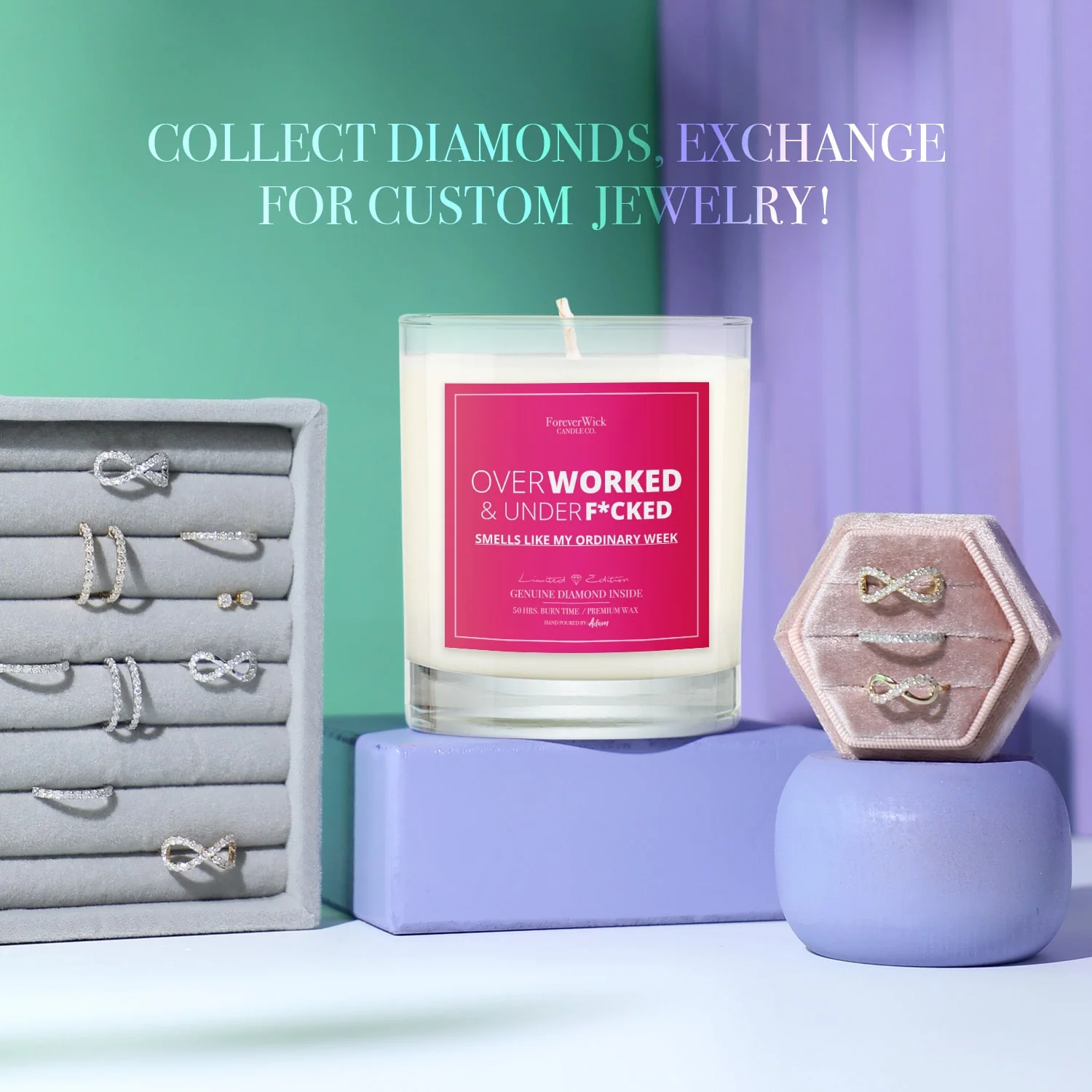 Overworked & UnderF*cked Diamond Candle - Image 7