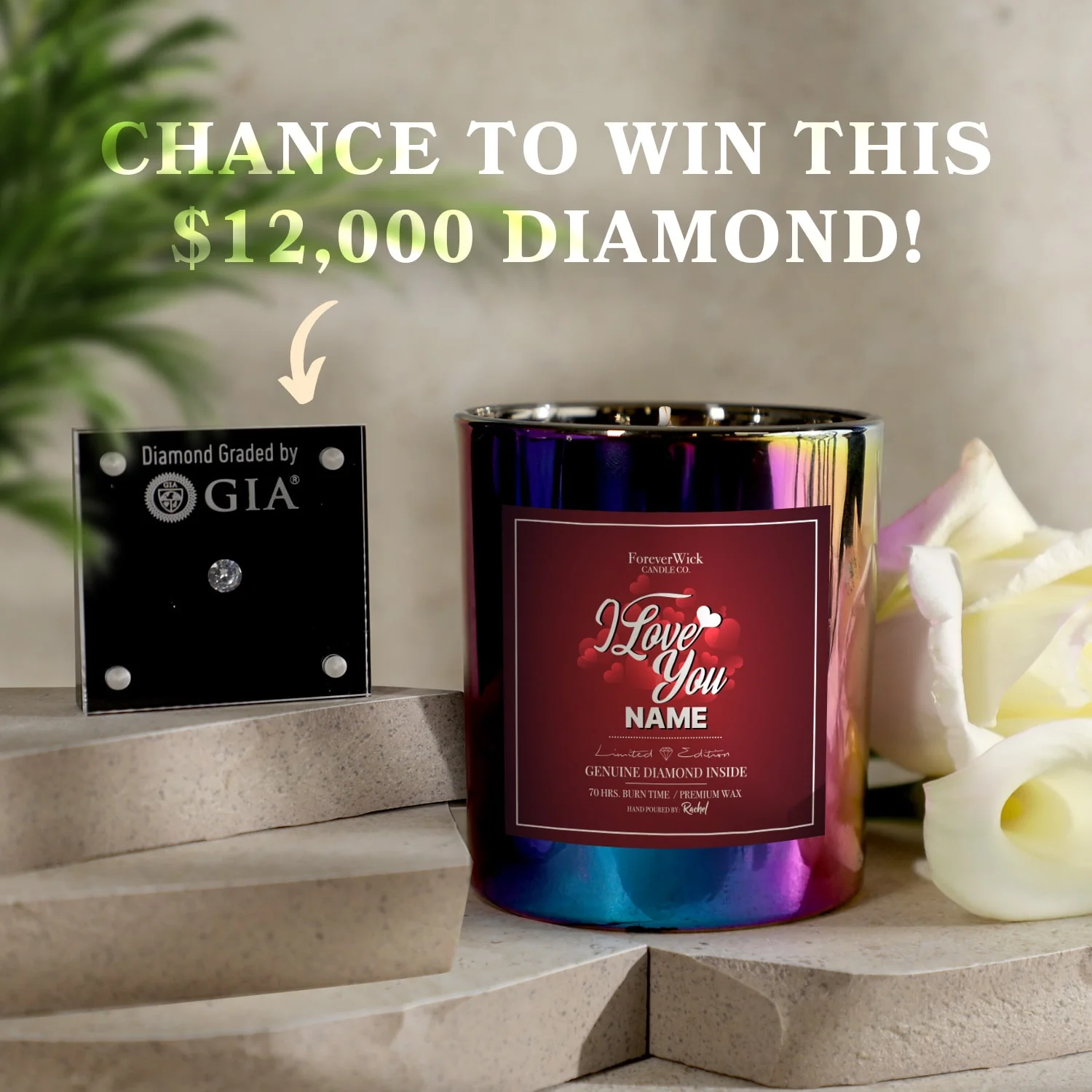 Personalized I Love You Diamond Candle - Image 4