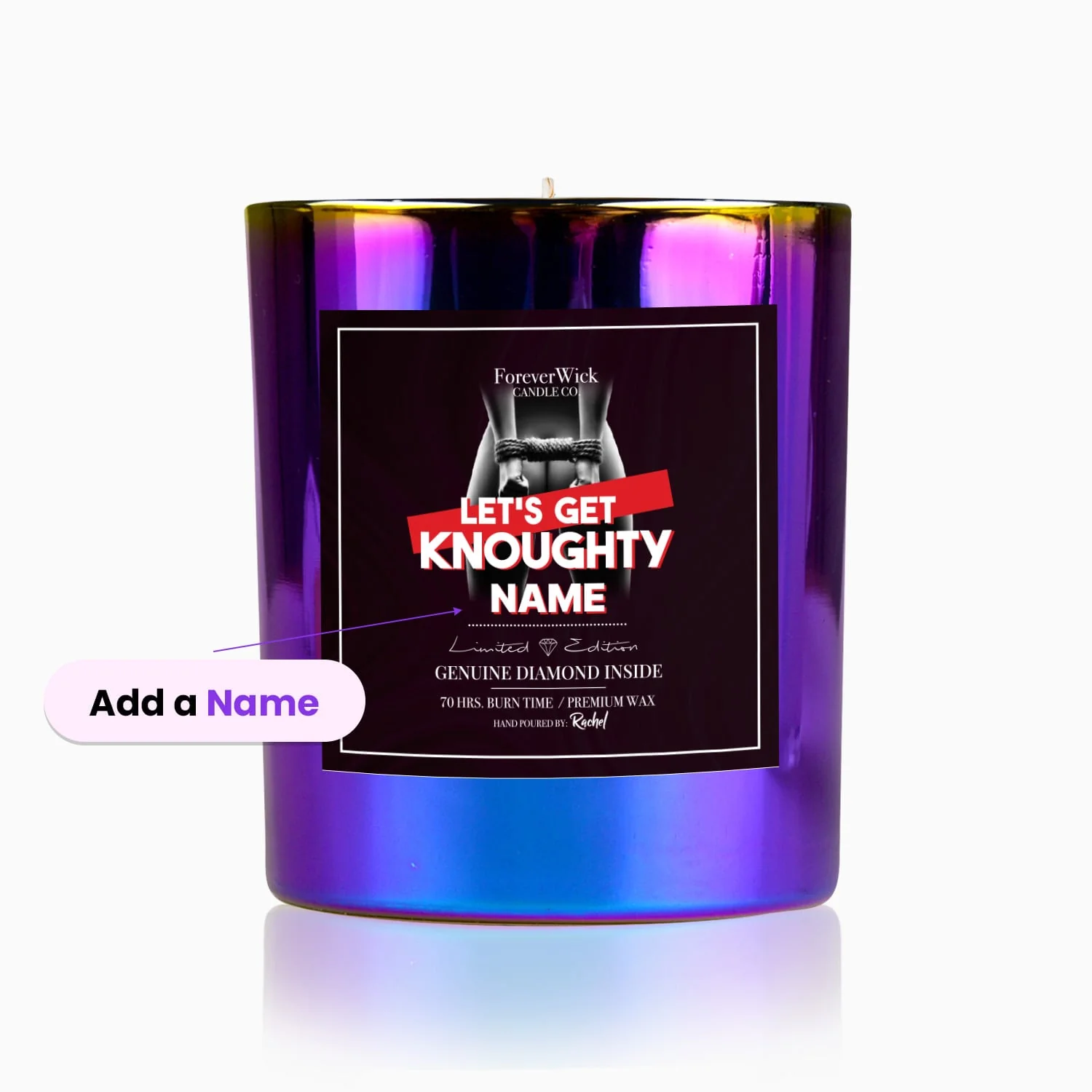 Personalized Let's Get Knoughty Diamond Candle - Image 3