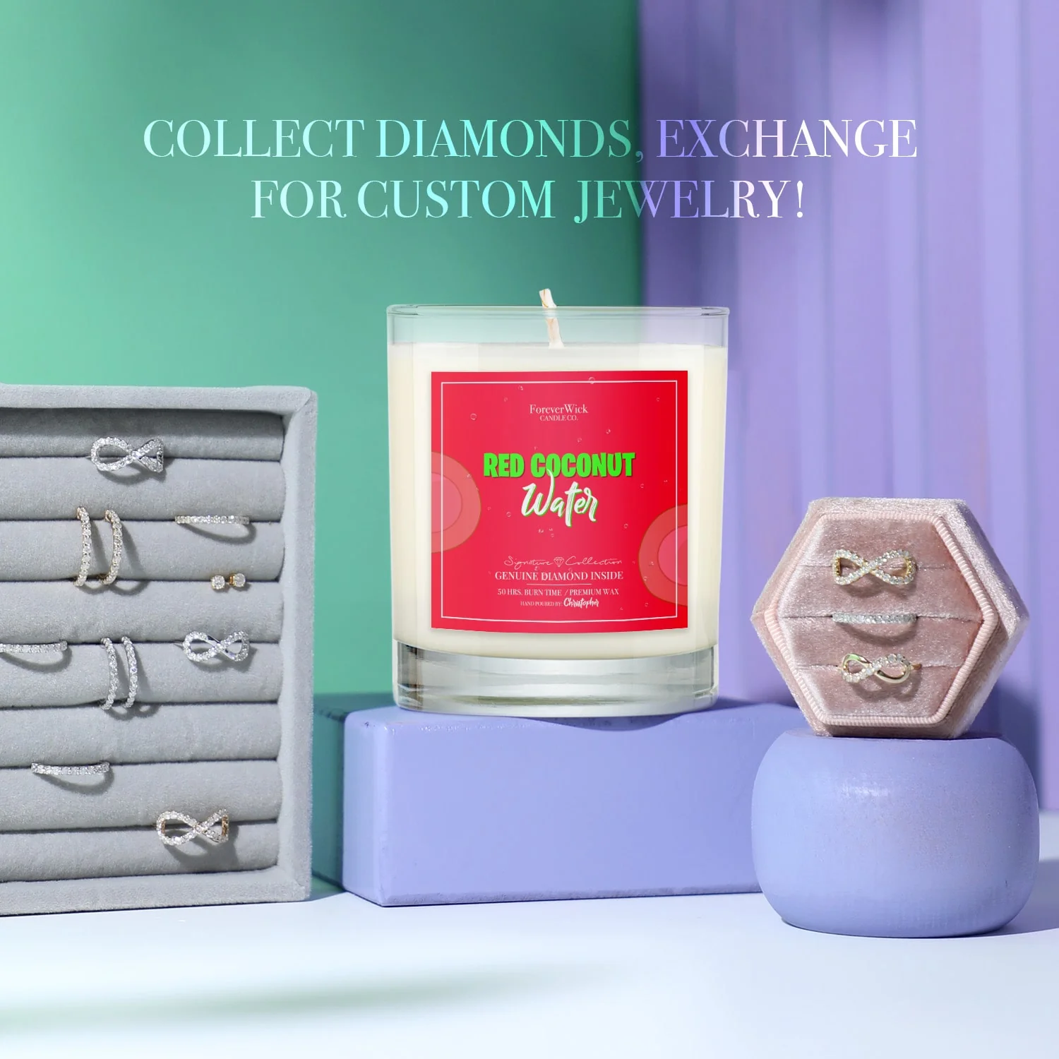 Red Coconut Water Diamond Candle - Image 6