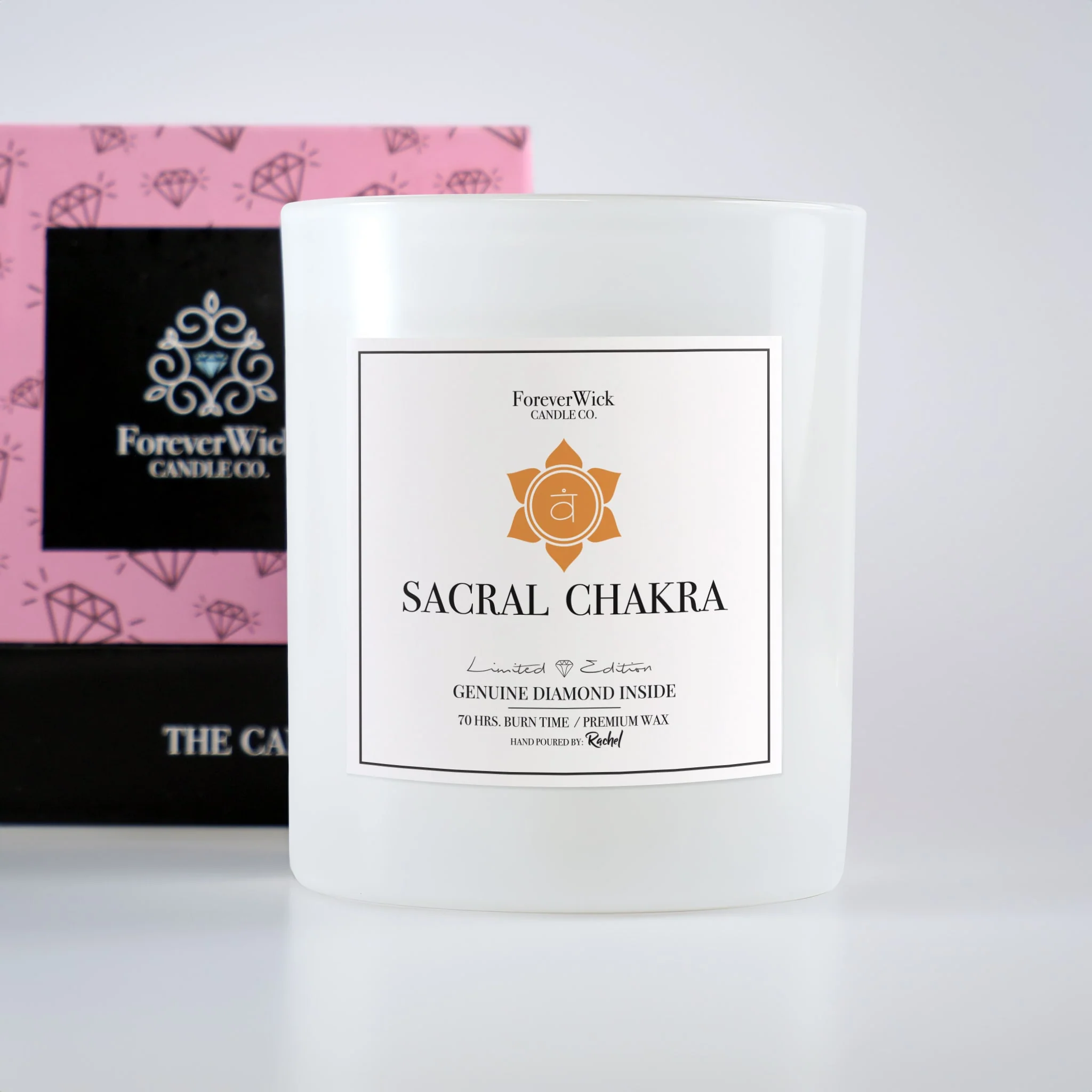 Sacral Chakra - Crystal & Diamond Candle - Image 6