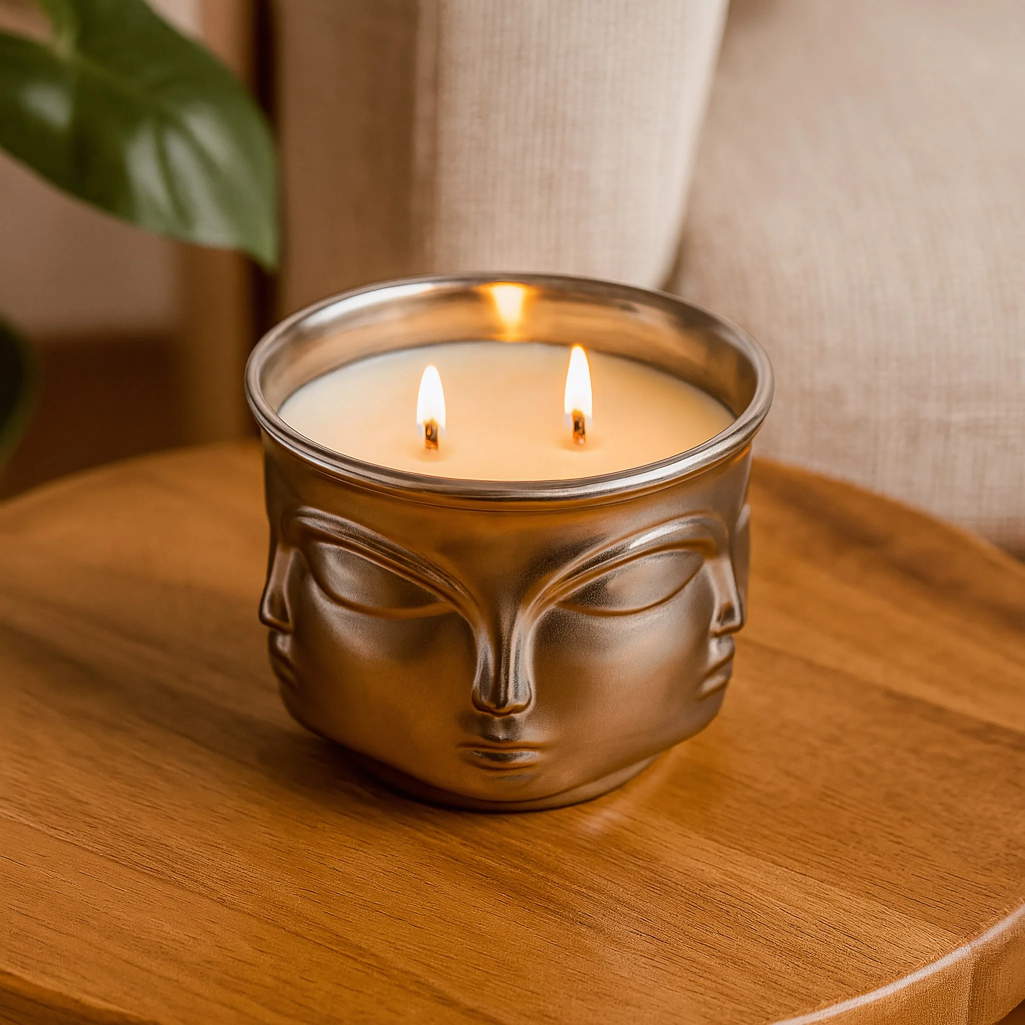 Silver Serenity: Buddha Head Dual Wick Candle + .10ct Diamond - Image 6