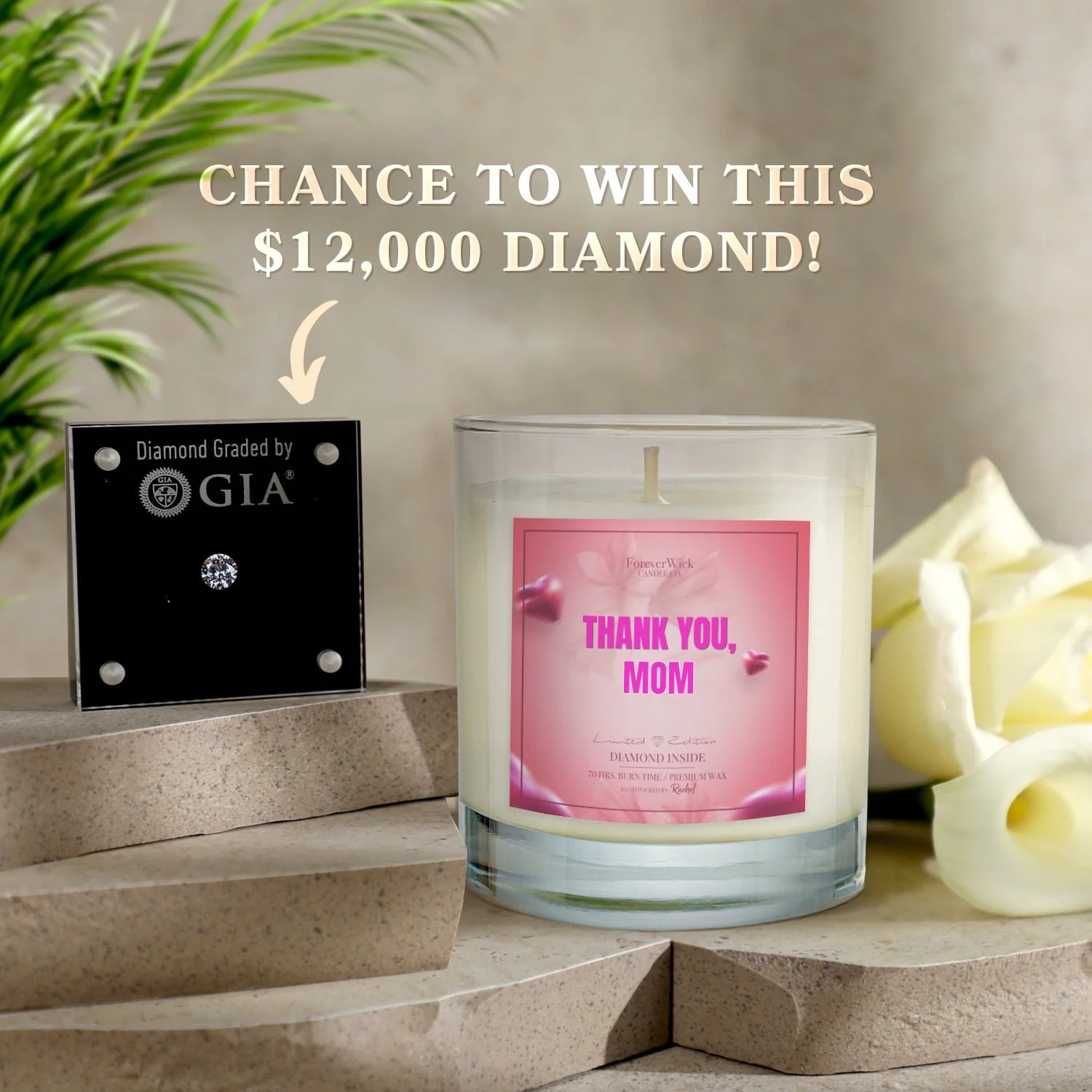 Thank You Mom Diamond Candle - Image 3