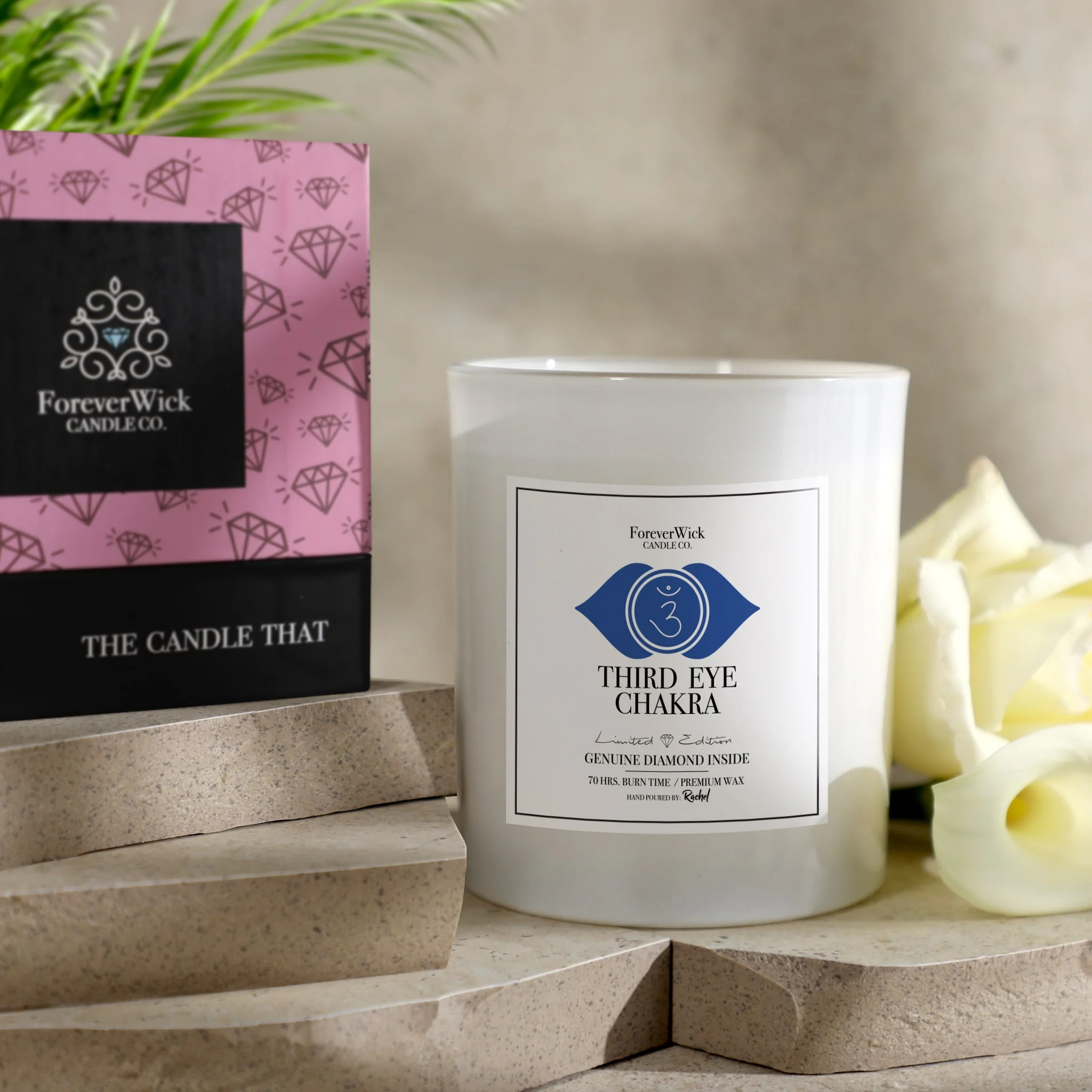 Third Eye Chakra - Crystal & Diamond Candle - Image 5