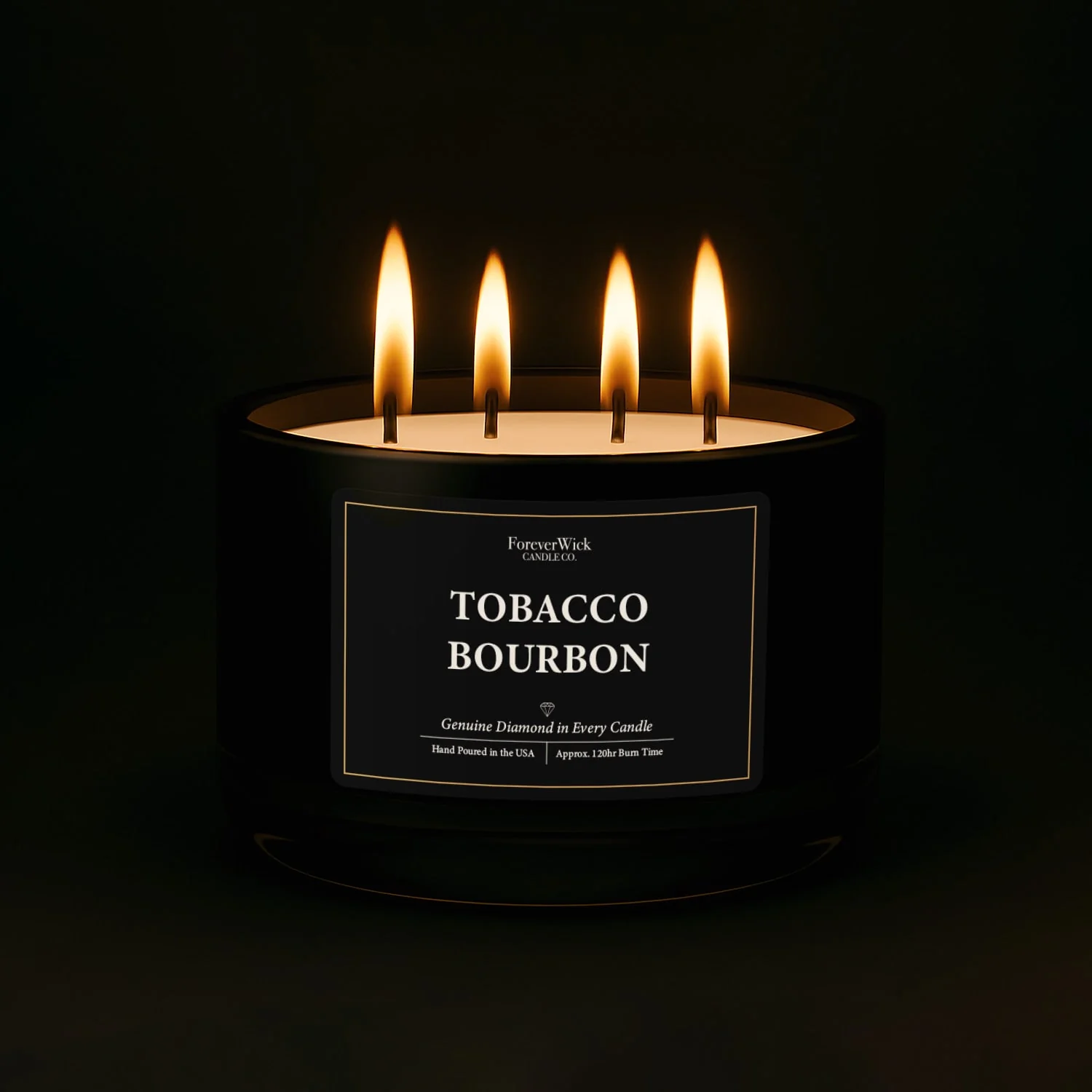 Tobacco Bourbon 4 Wick Candle + 3 Diamonds Inside - Image 7