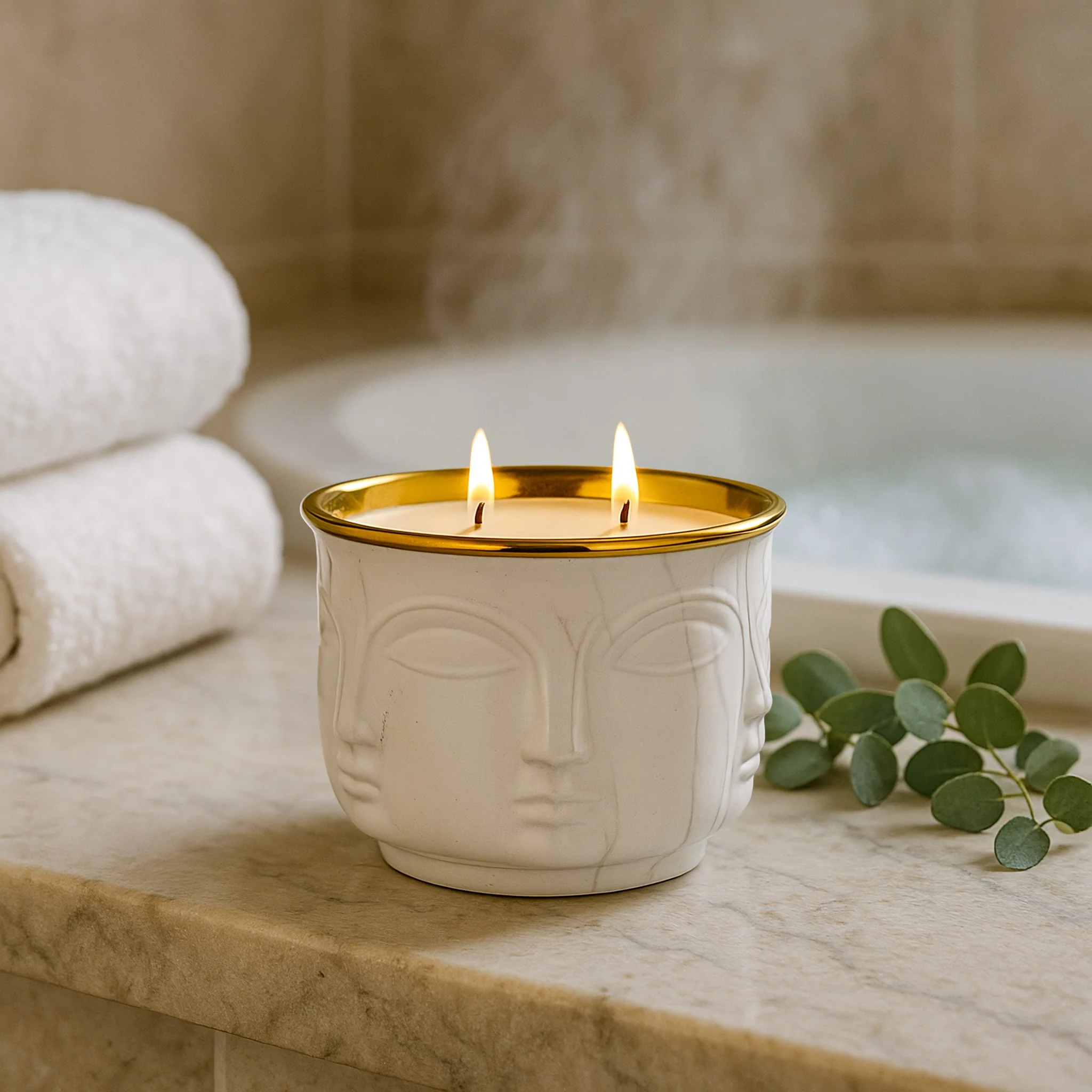 White Lotus Zen: Buddha Head Dual Wick Candle + .10ct Diamond - Image 5