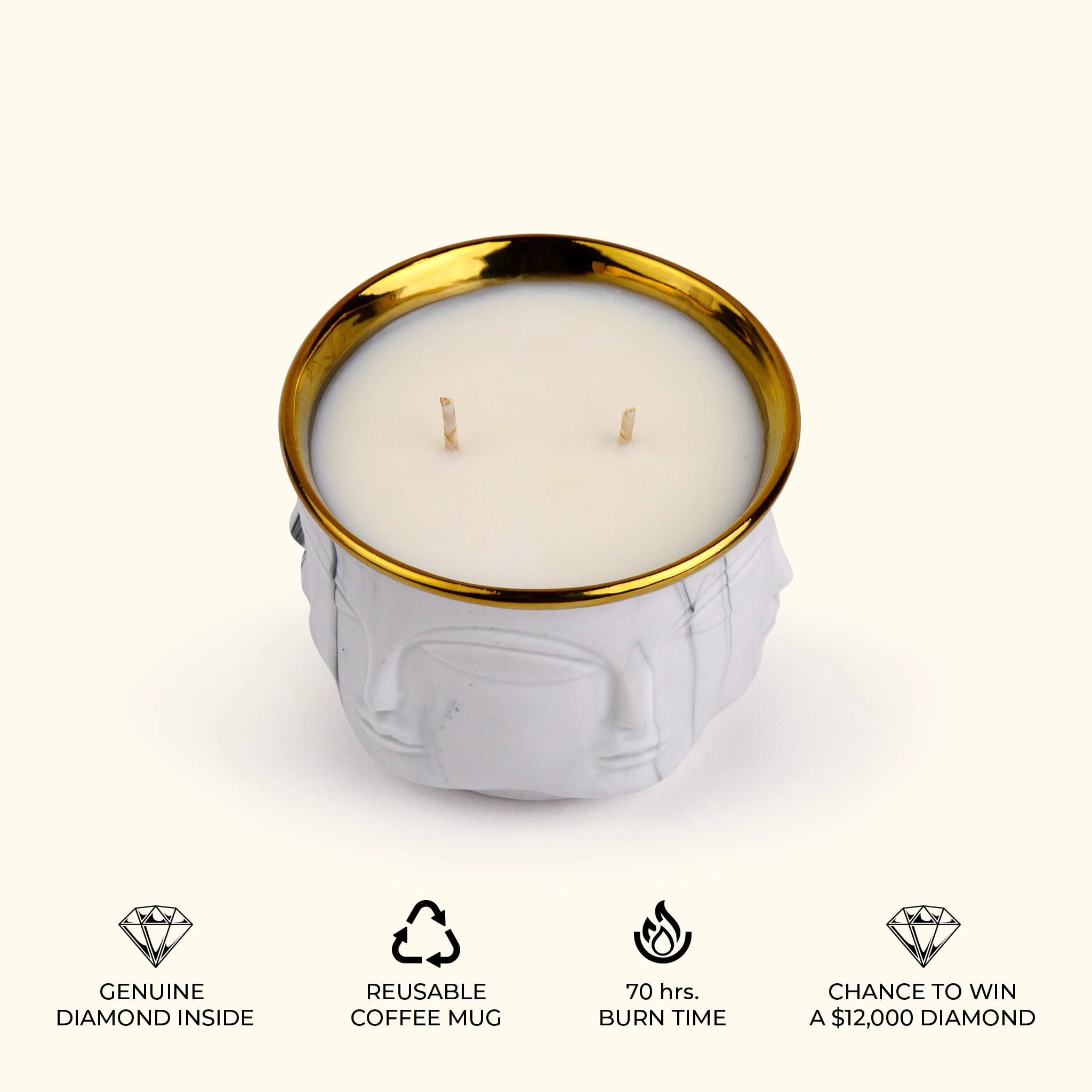 White Lotus Zen: Buddha Head Dual Wick Candle + .10ct Diamond - Image 7