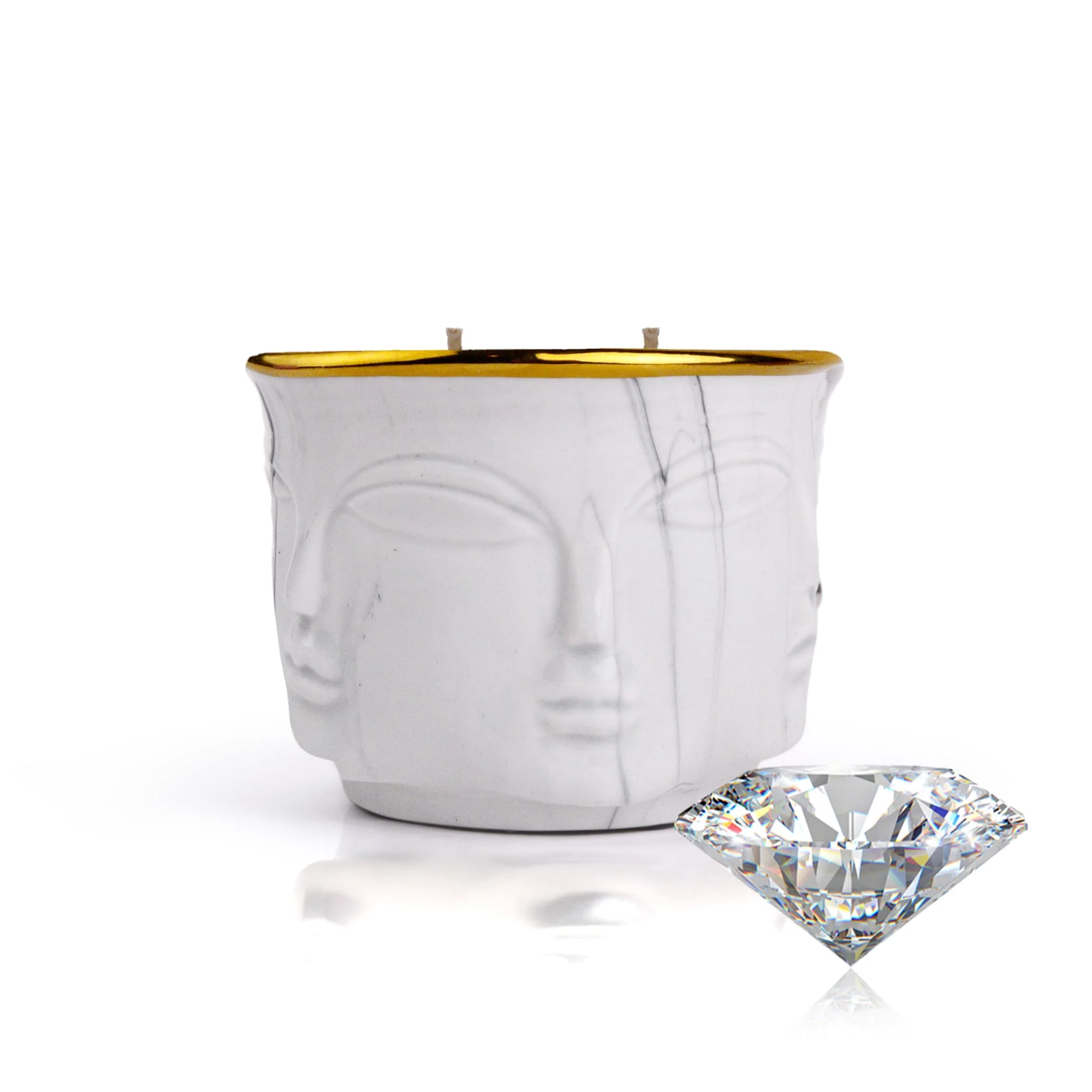 White Lotus Zen: Buddha Head Dual Wick Candle + .10ct Diamond - Image 8