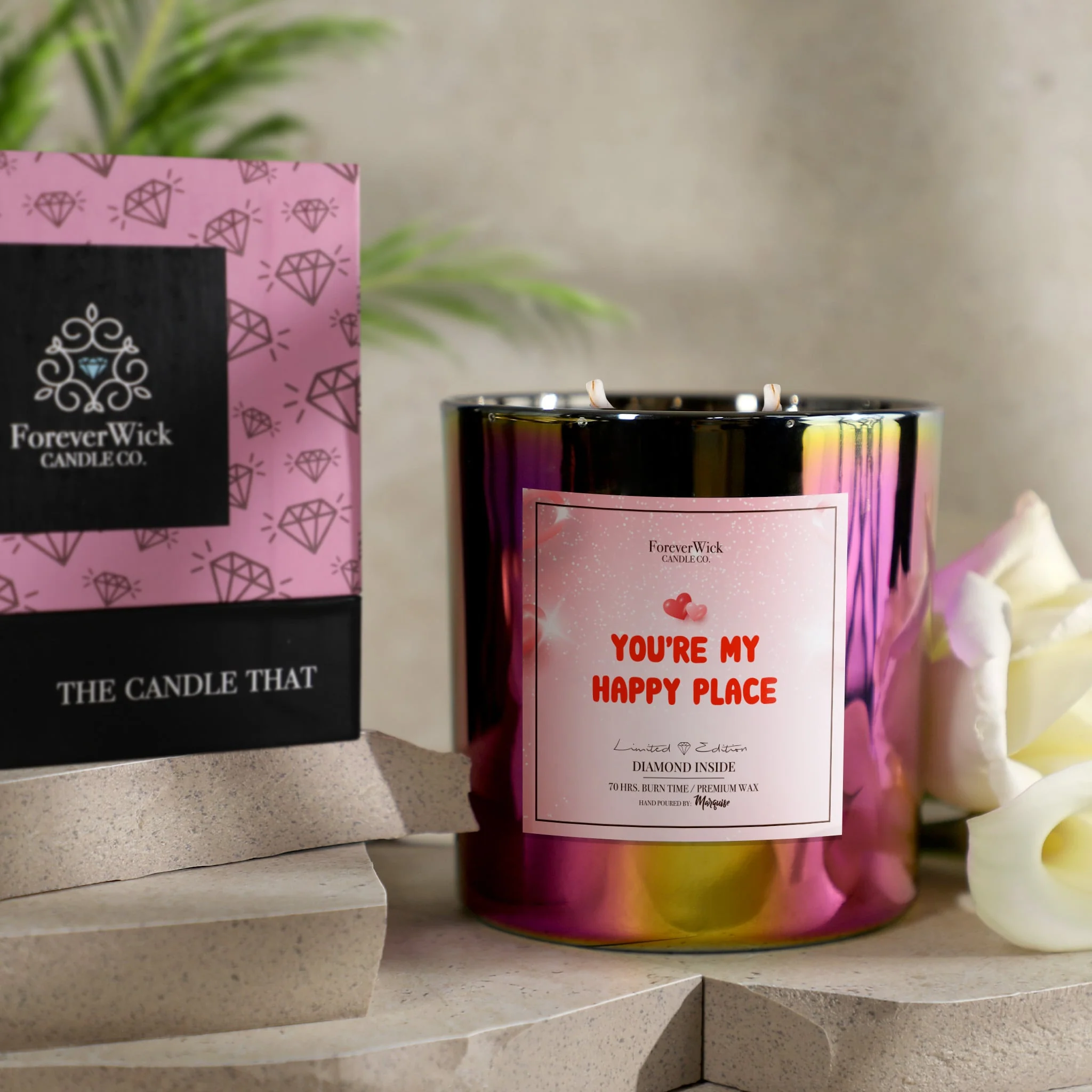 You’re My Happy Place Sparkle Diamond Candle - Image 4
