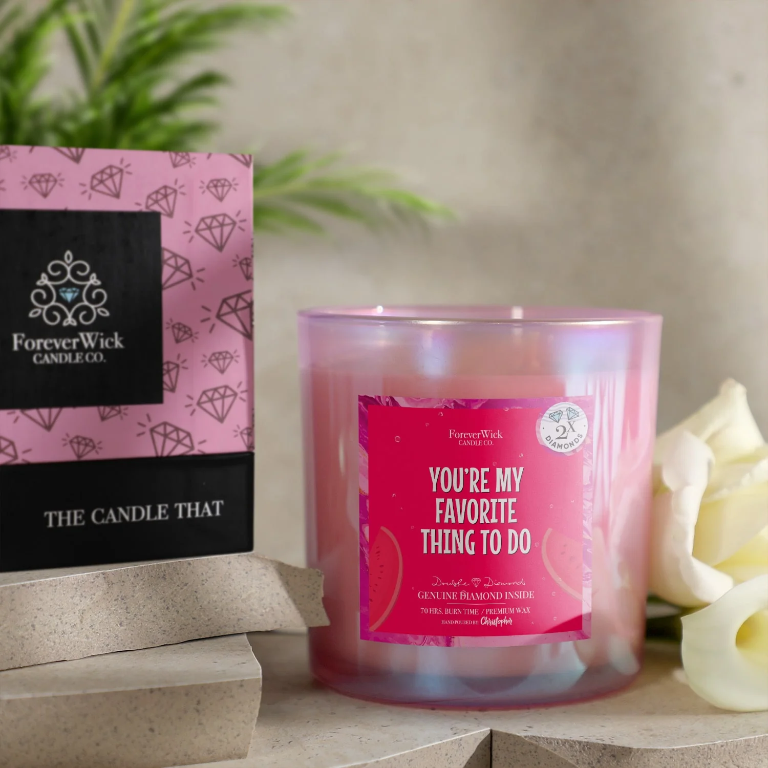 You're My Favorite Thing To Do Double Diamond Sparkle Candle - Image 4